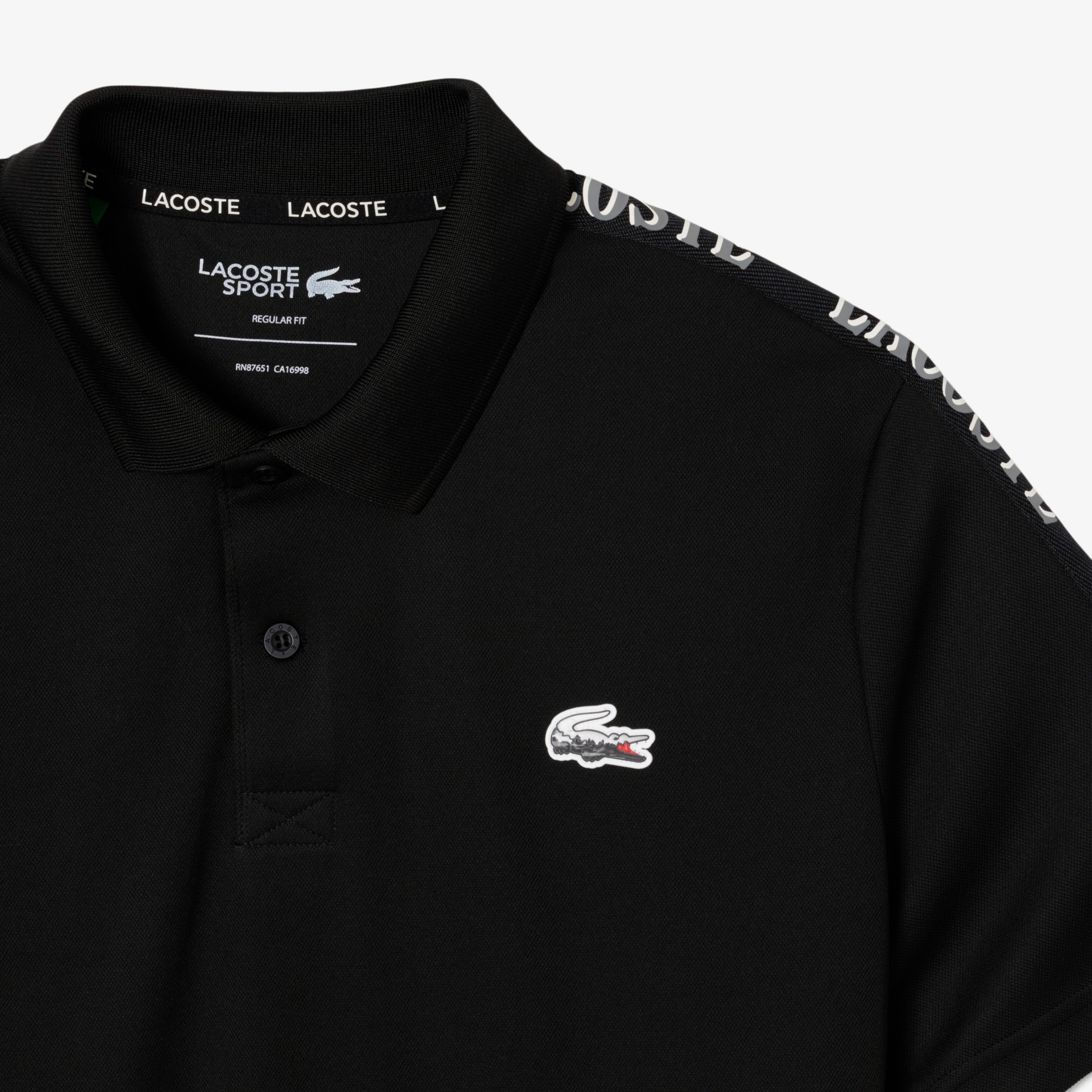 Lacoste Sport Erkek Regular Fit Baskılı Siyah Polo