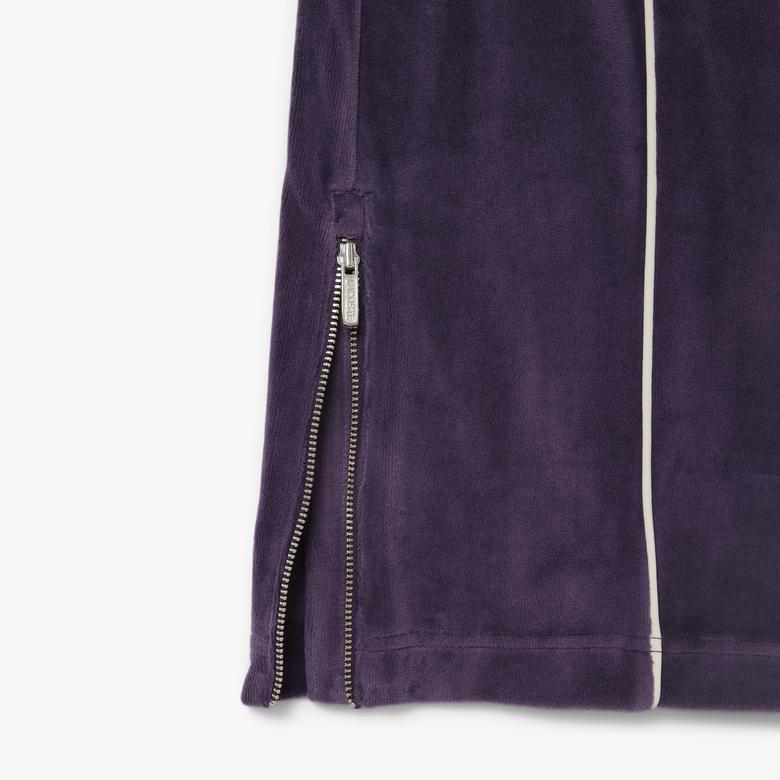 Lacoste Kadın Wide Leg Desenli Mor Eşofman Altı