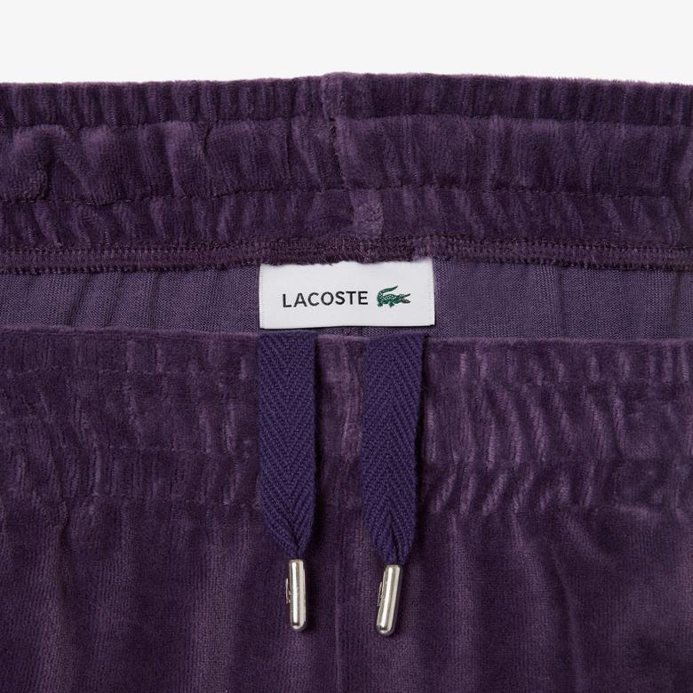 Lacoste Kadın Wide Leg Desenli Mor Eşofman Altı