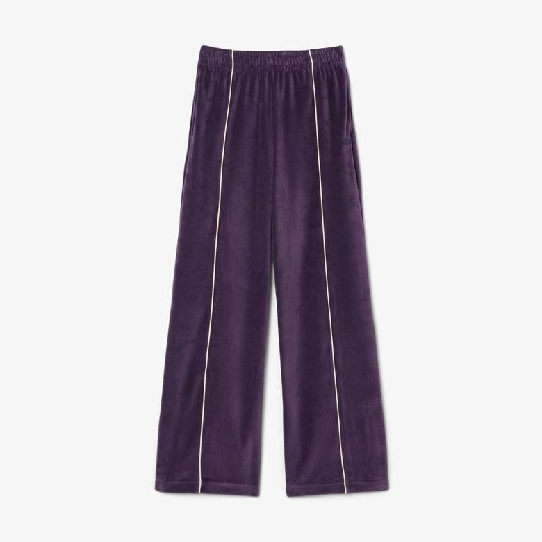 Lacoste Kadın Wide Leg Desenli Mor Eşofman Altı