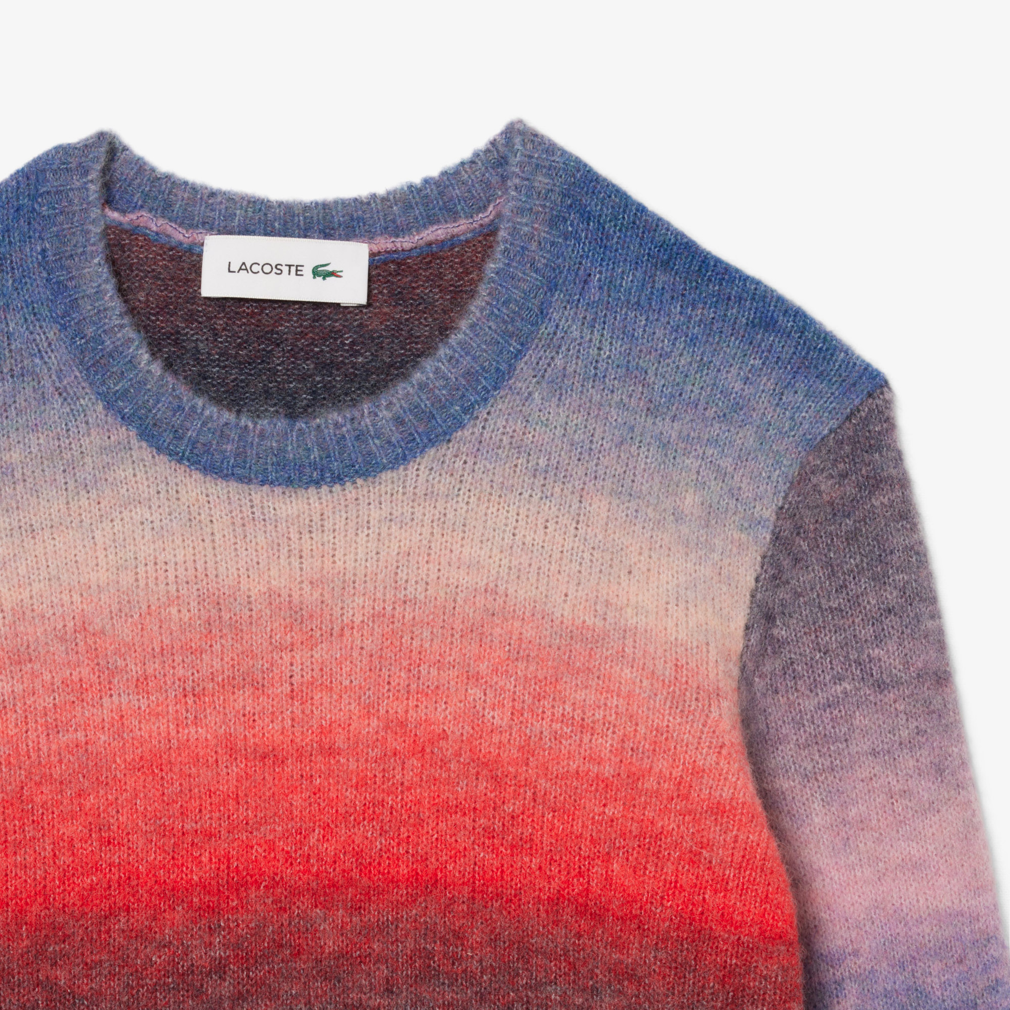 Lacoste Kadın Regular Fit Bisiklet Yaka Desenli Renkli Kazak