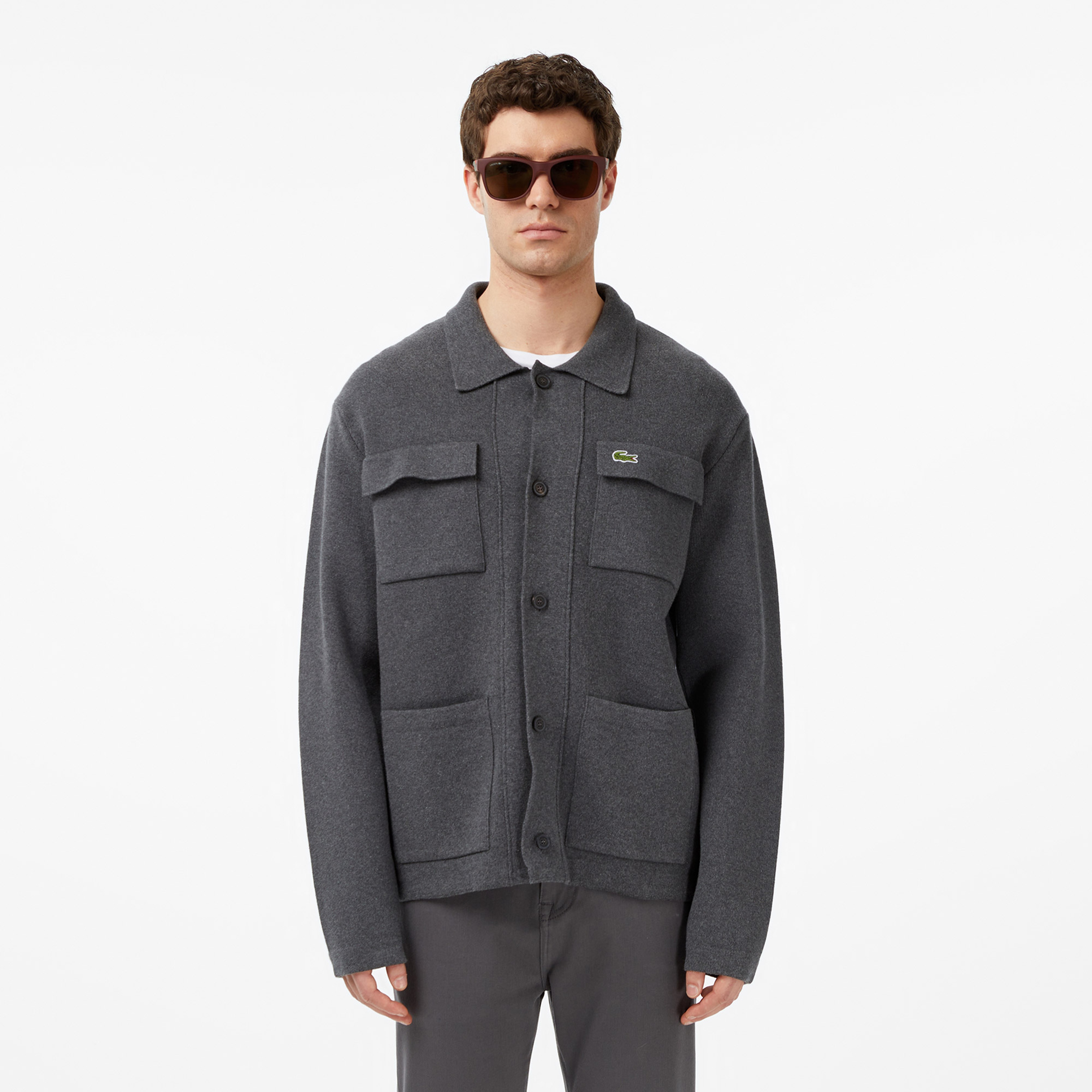 Lacoste Loose Fit Erkek Beyaz Kazak