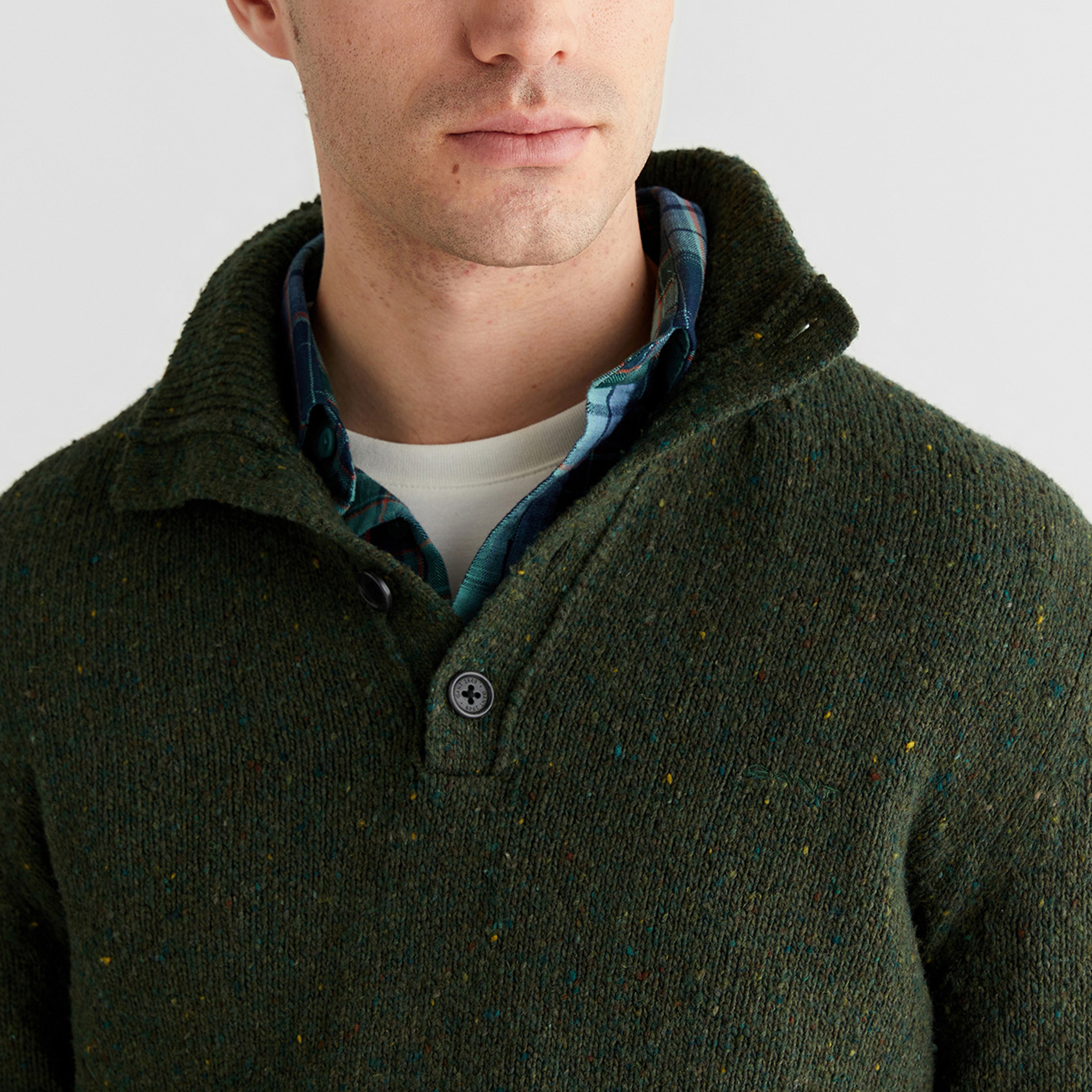 GANT Erkek Yeşil Regular Fit Düğmeli Yaka Boğazlı Kazak