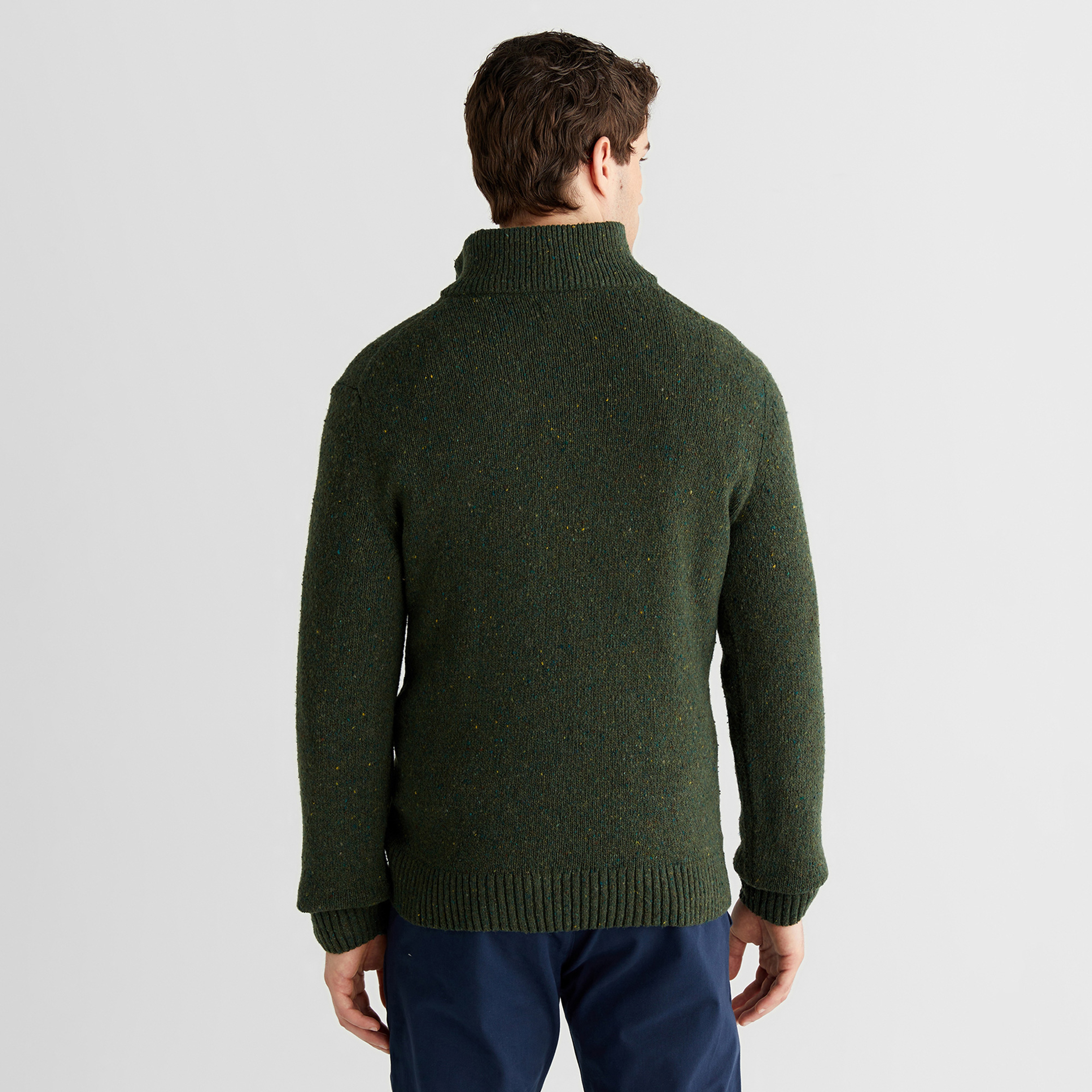 GANT Erkek Yeşil Regular Fit Düğmeli Yaka Boğazlı Kazak