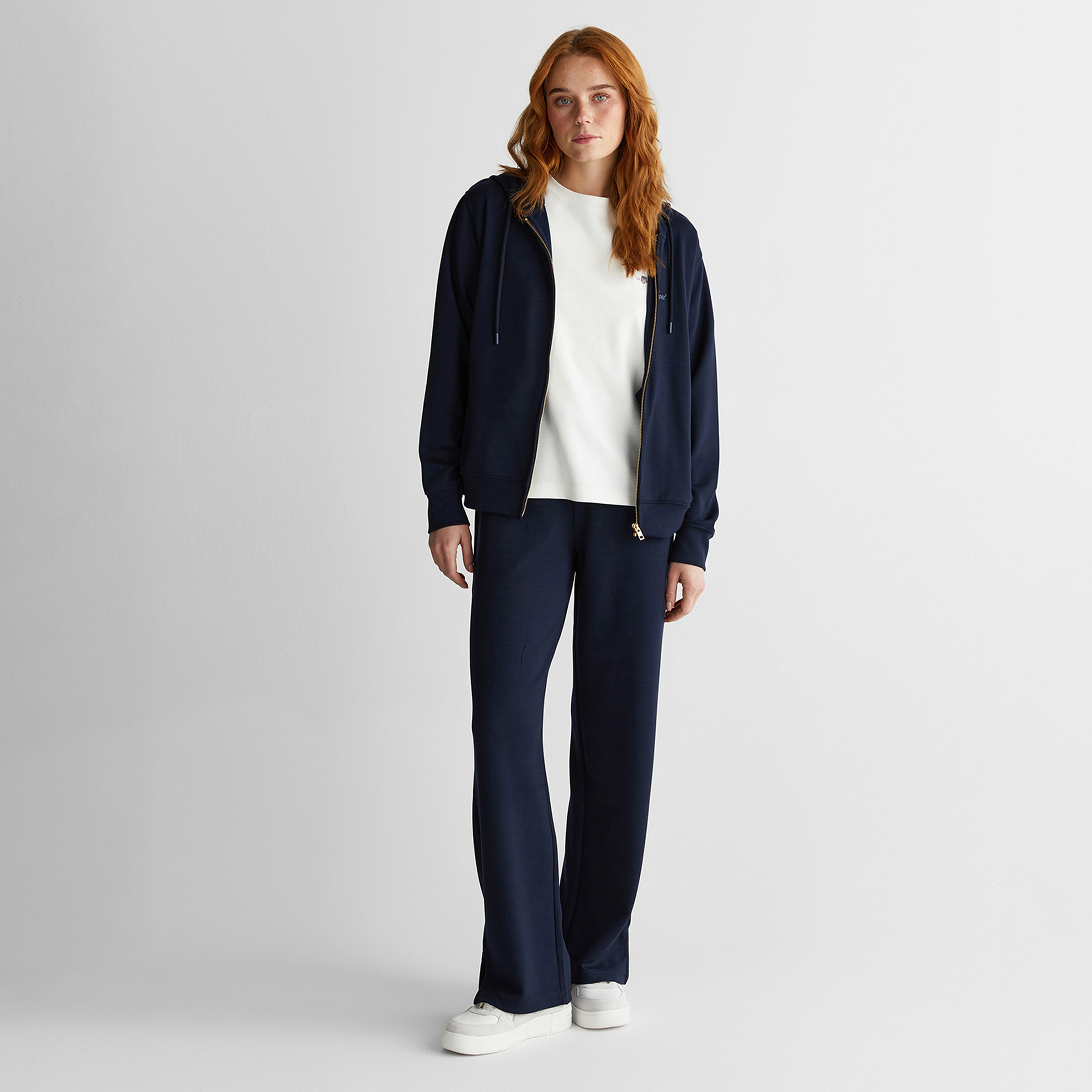 GANT Kadın Lacivert Standart Fit Kapüşonlu Sweatshirt