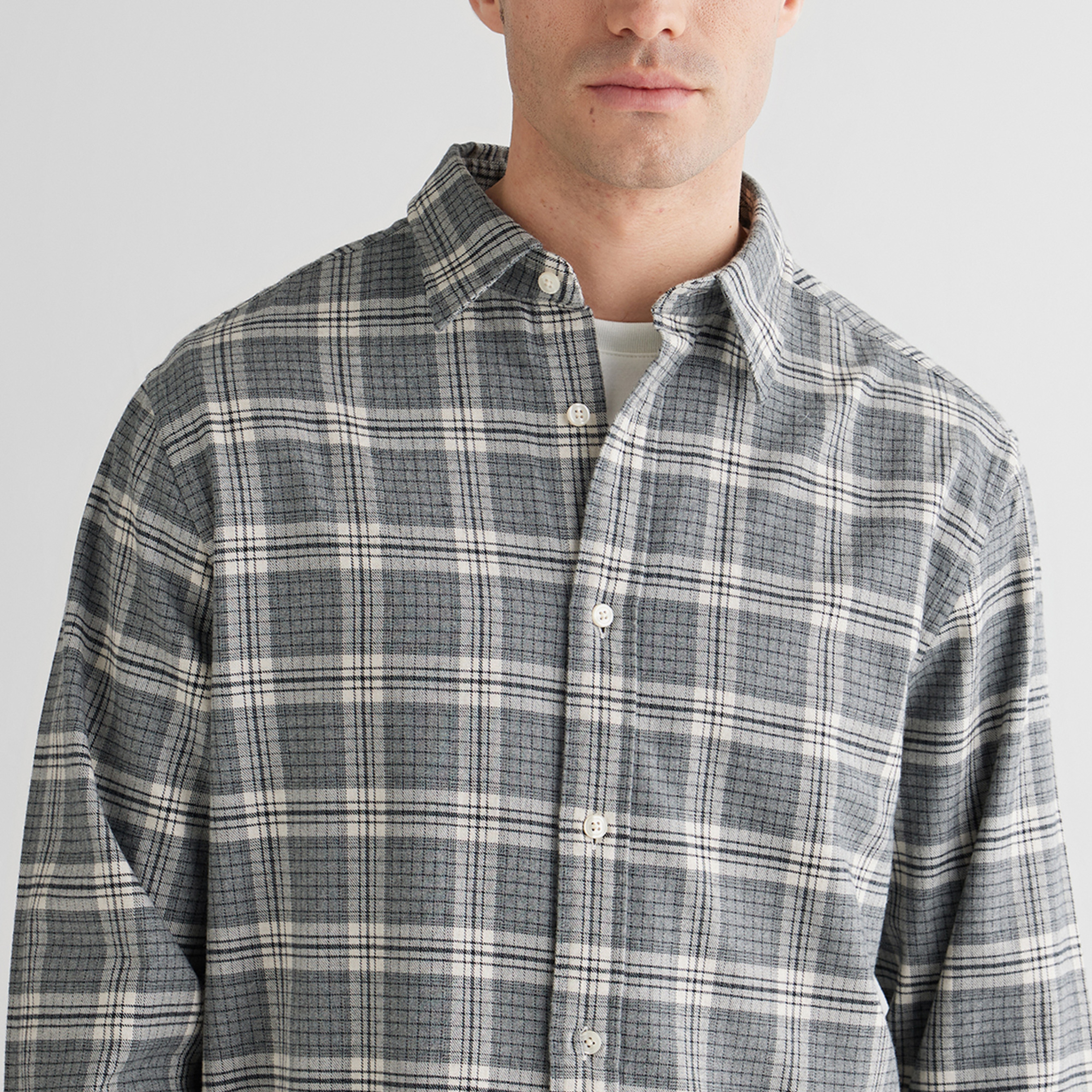 GANT Erkek Gri Regular Fit Bisiklet Yaka Gömlek