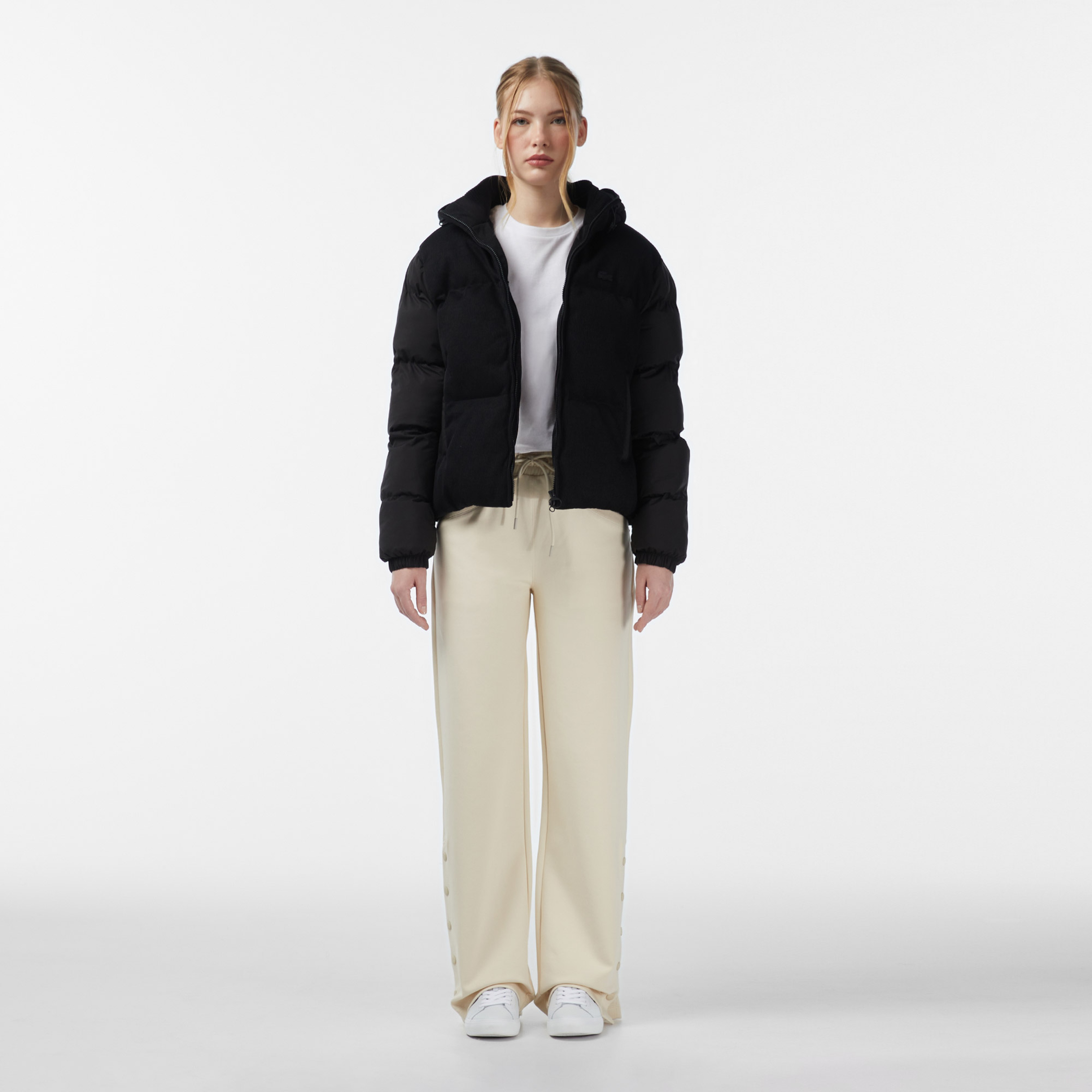 Lacoste Kadın Kapüşonlu Siyah Mont