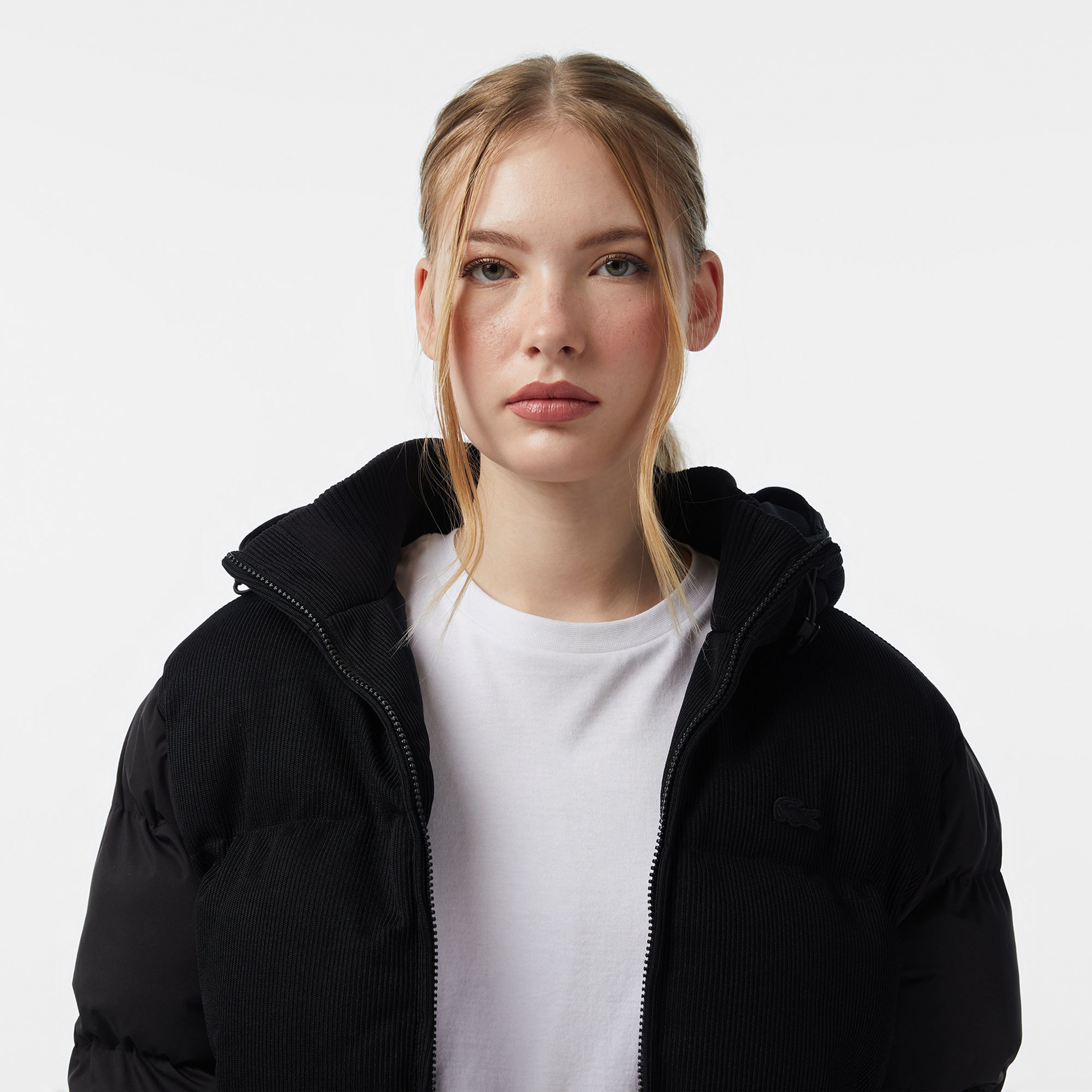 Lacoste Kadın Kapüşonlu Siyah Mont