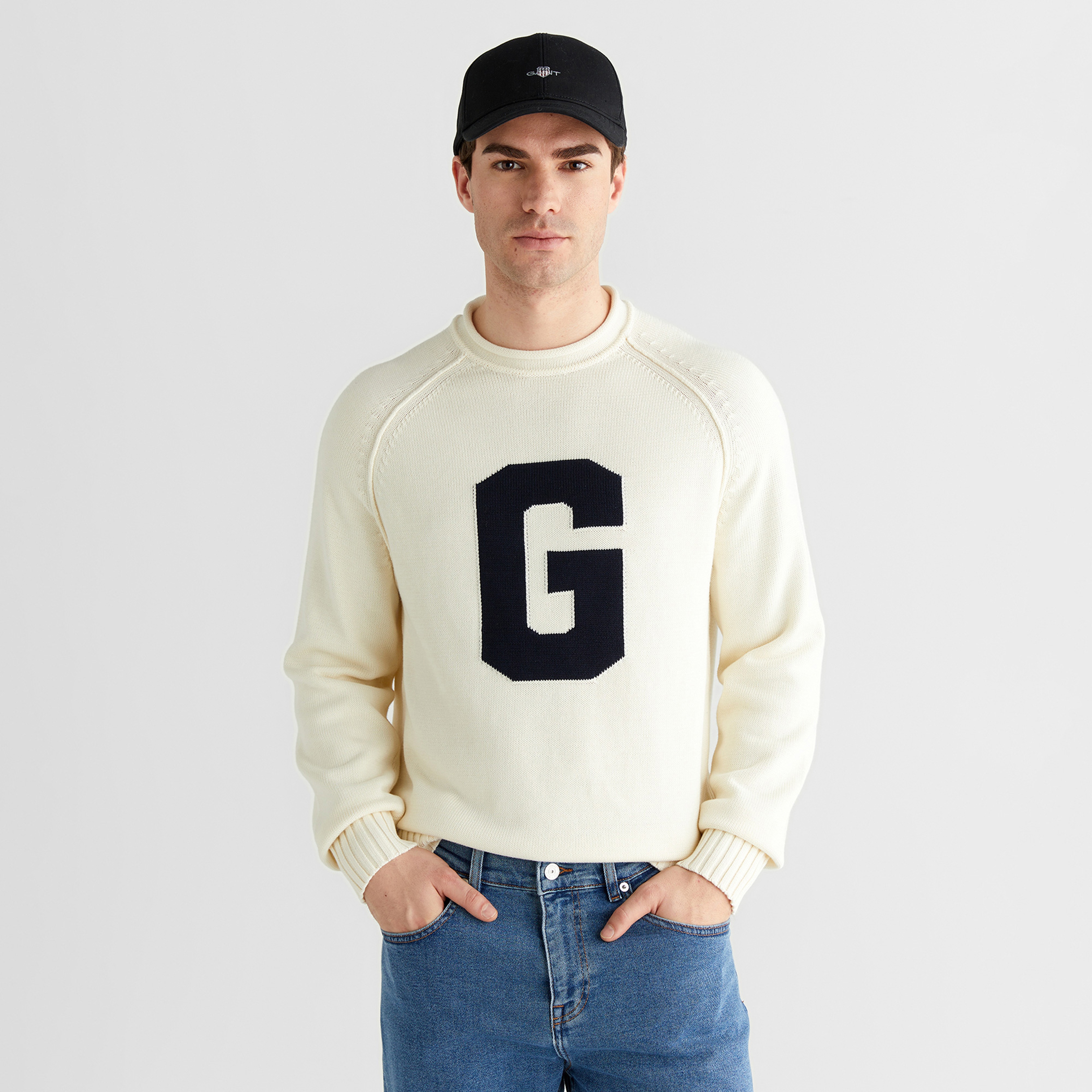 GANT Erkek Krem Regular Fit Bisiklet Yaka Triko