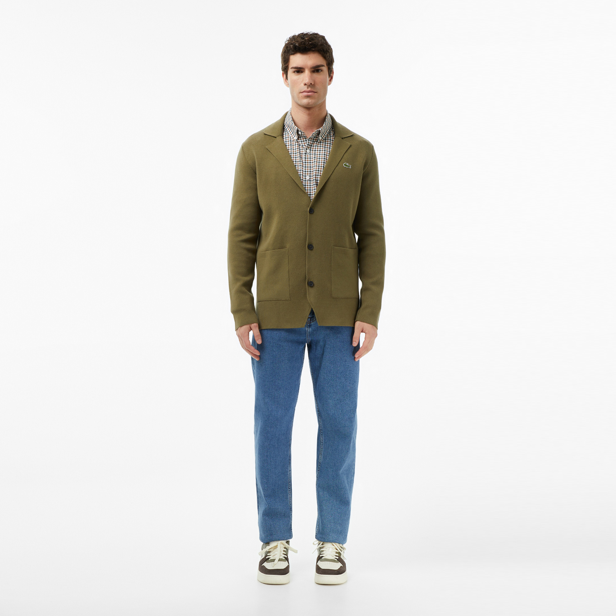 Lacoste Erkek Classic Fit V Yaka Haki Kazak