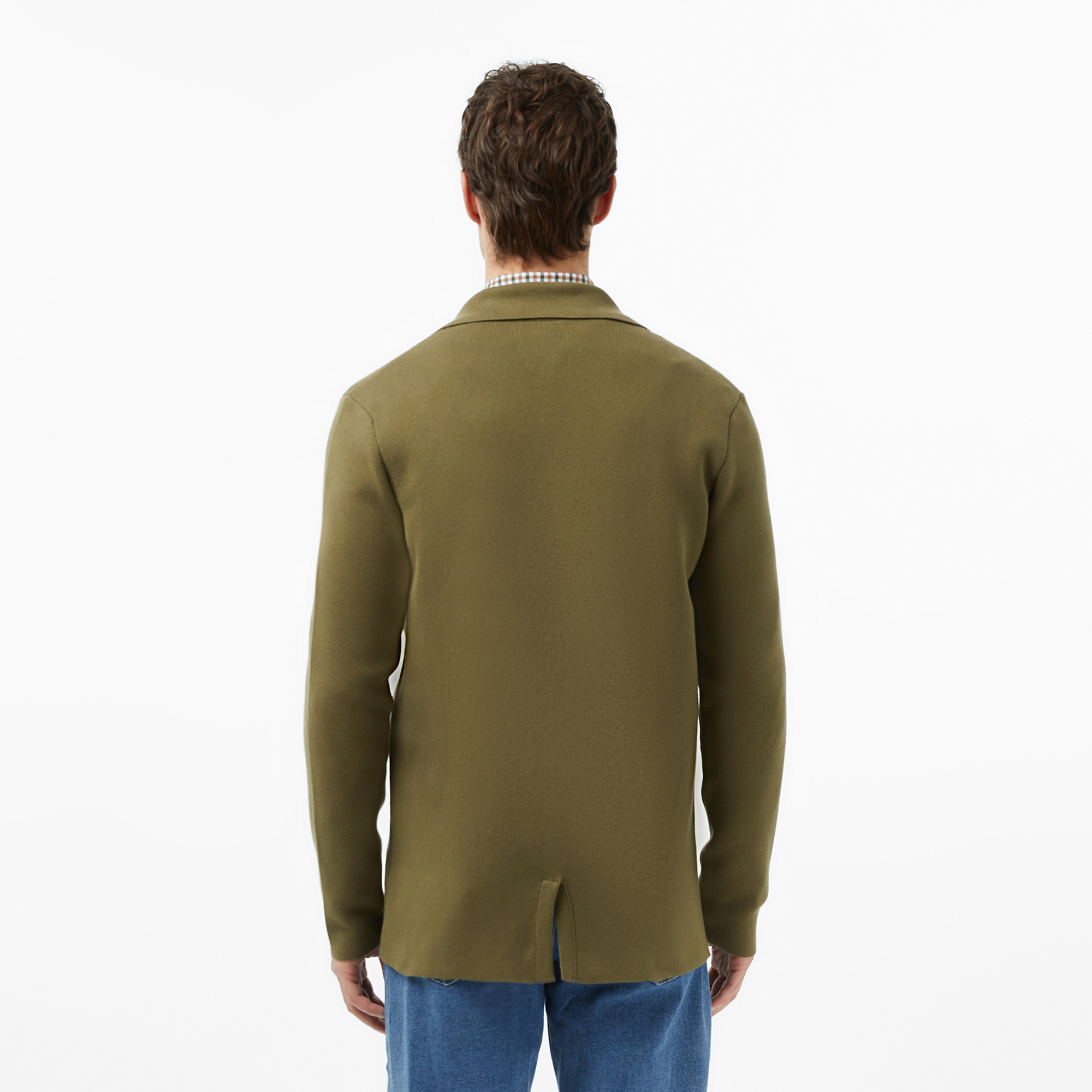 Lacoste Erkek Classic Fit V Yaka Haki Kazak