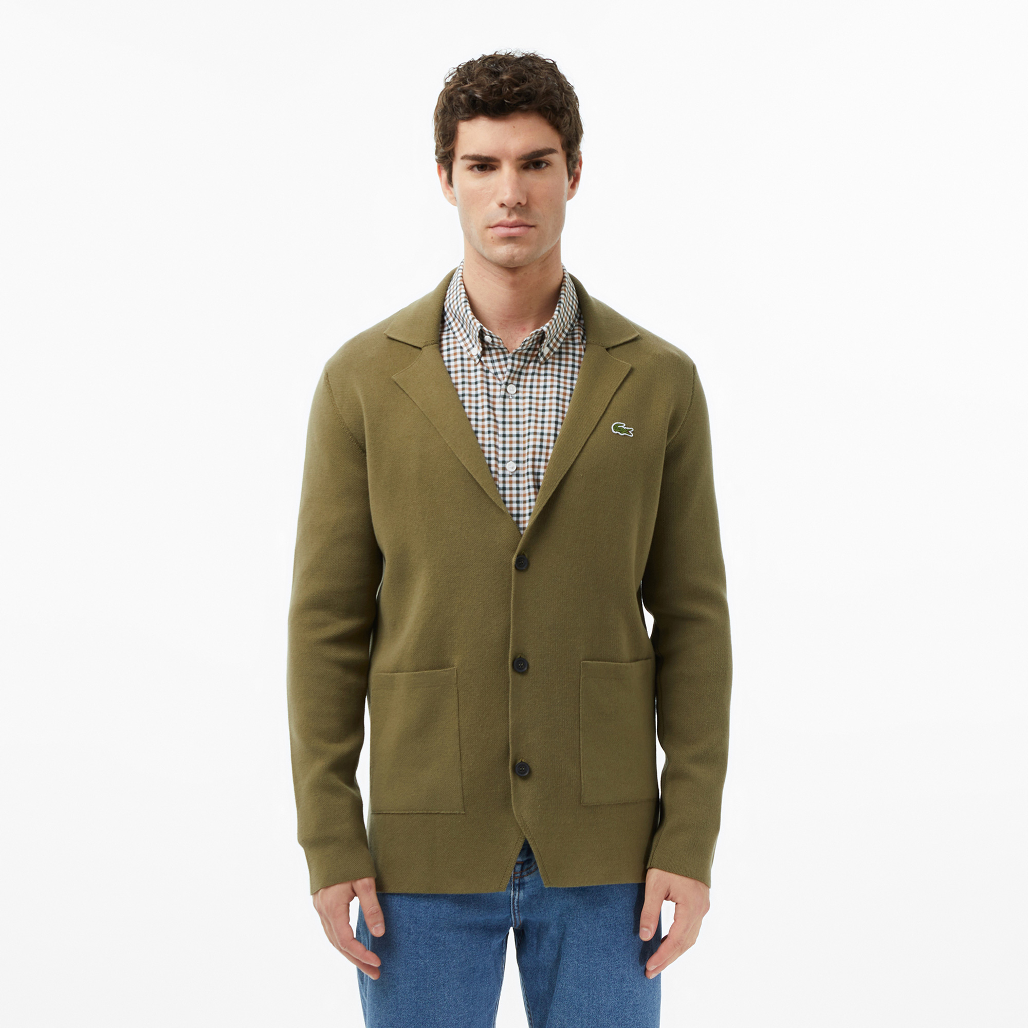 Lacoste Erkek Classic Fit V Yaka Haki Kazak