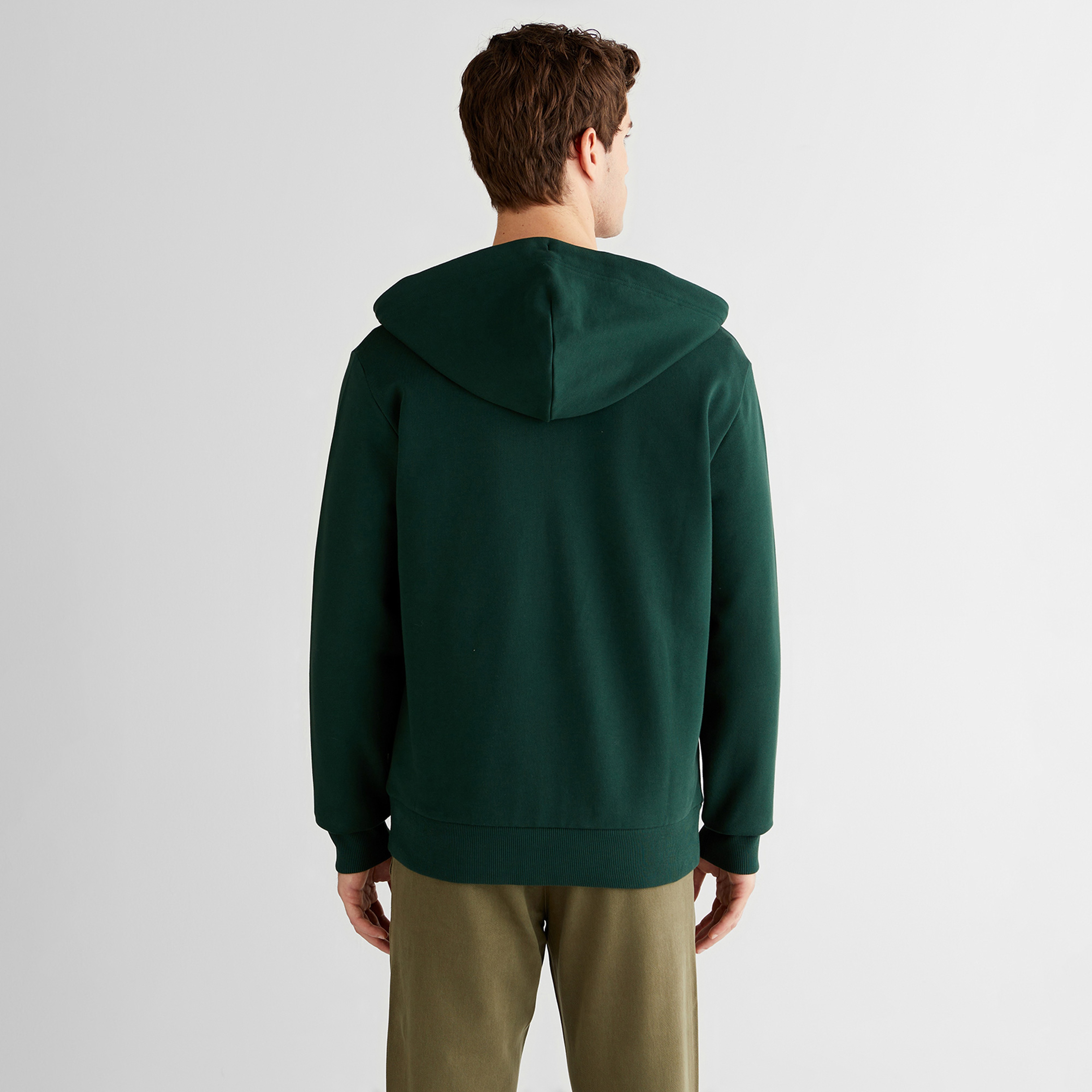 GANT Erkek Yeşil Regular Fit Kapüşonlu Fermuarlı Sweatshirt