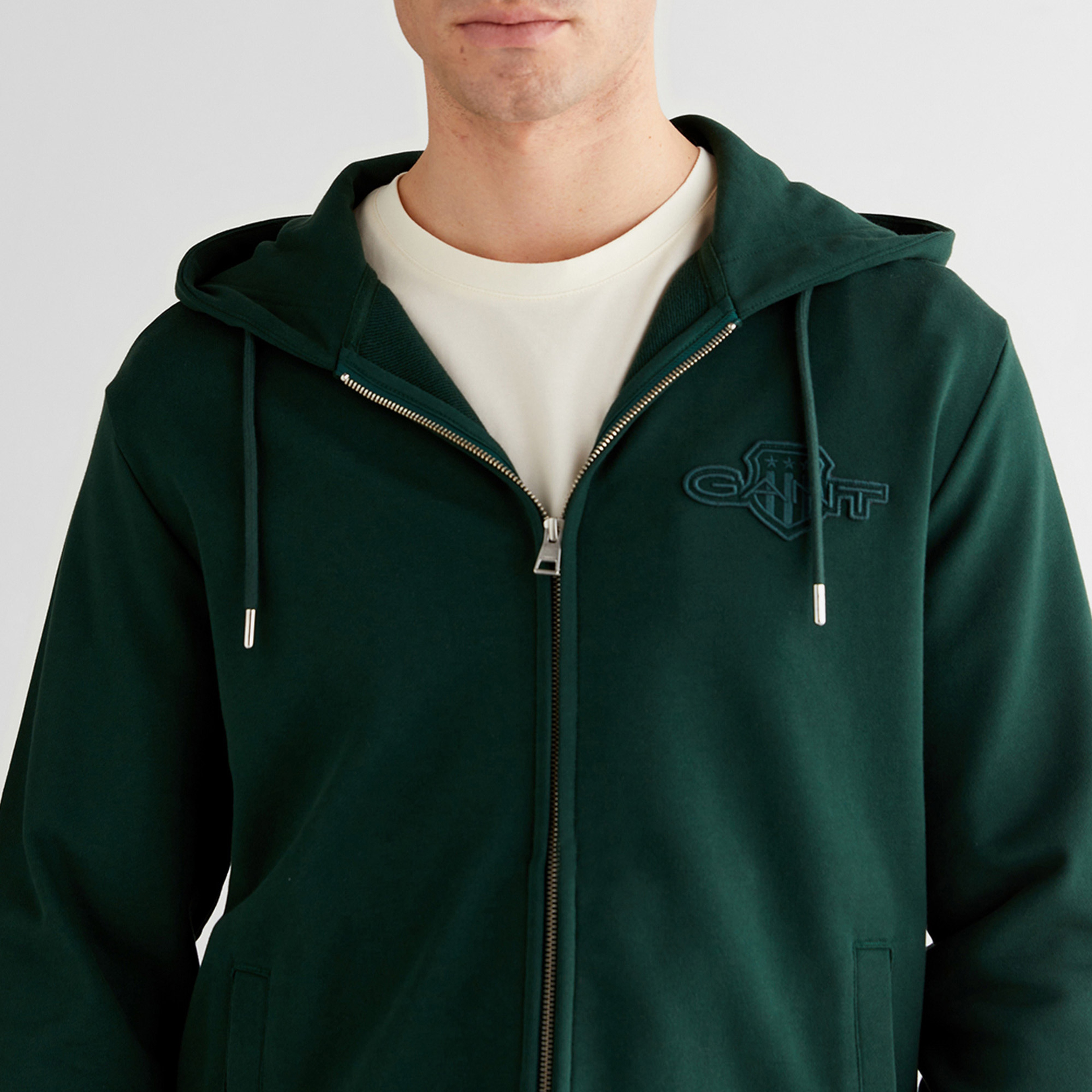GANT Erkek Yeşil Regular Fit Kapüşonlu Fermuarlı Sweatshirt