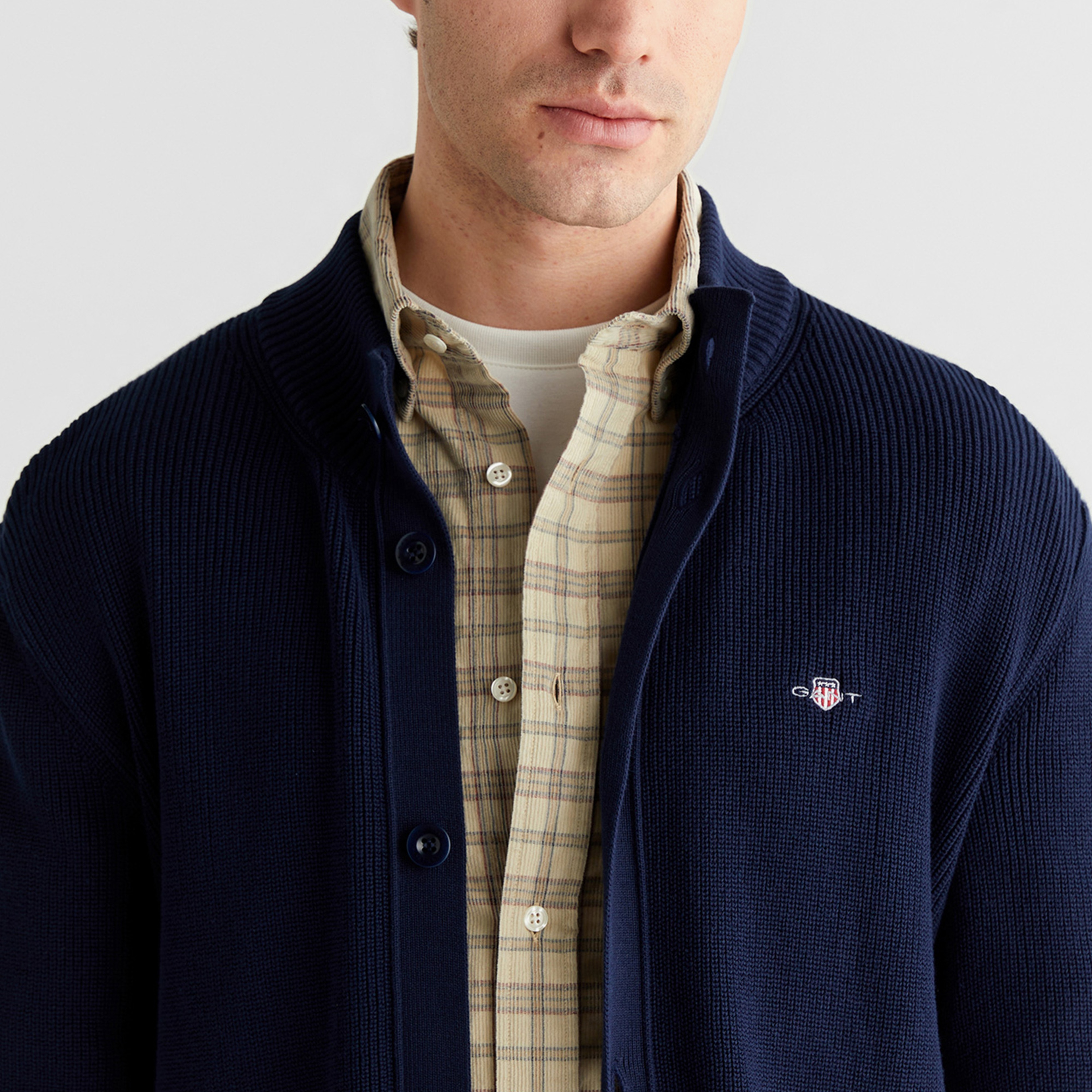 GANT Erkek Lacivert Regular Fit Düğmeli Hırka