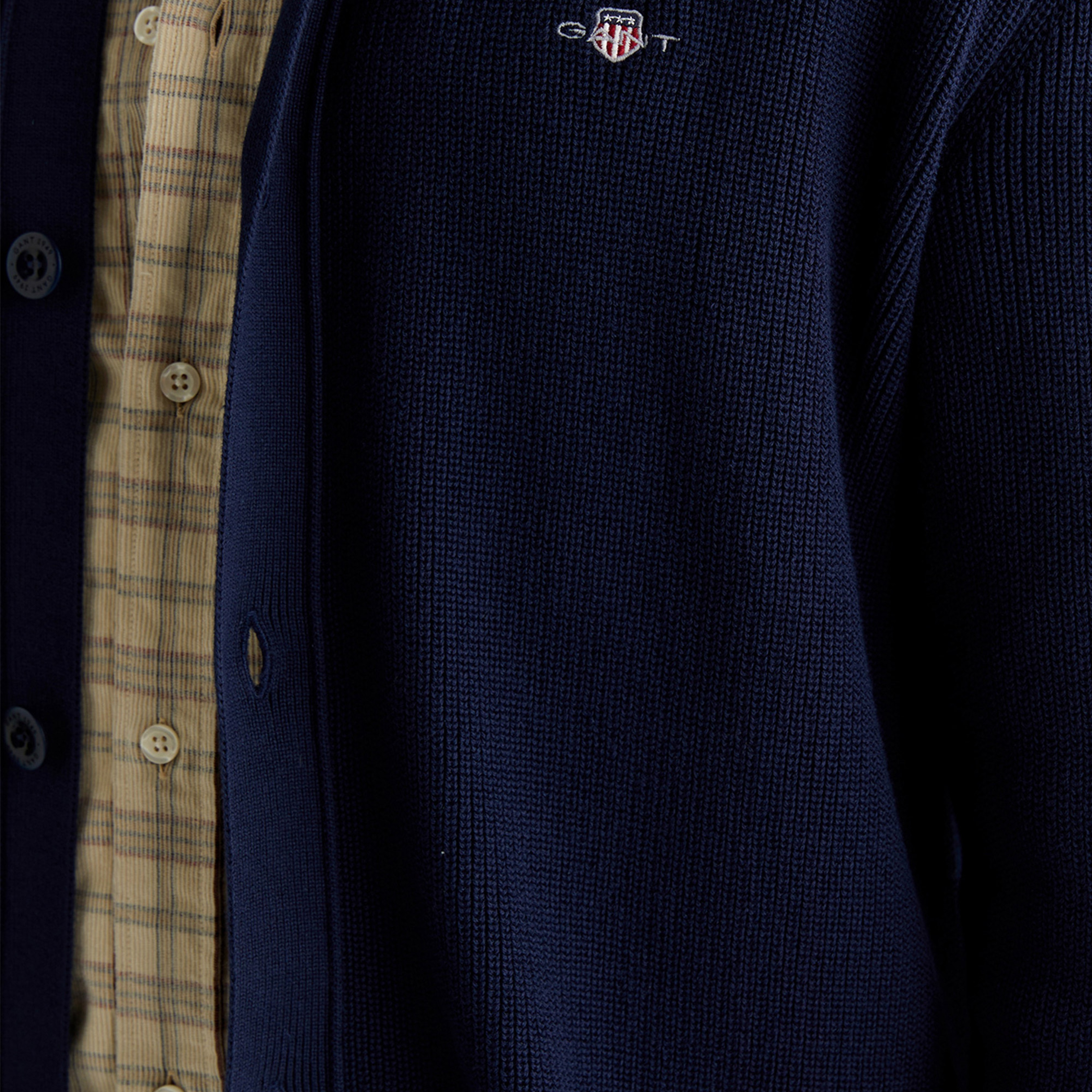 GANT Erkek Lacivert Regular Fit Düğmeli Hırka