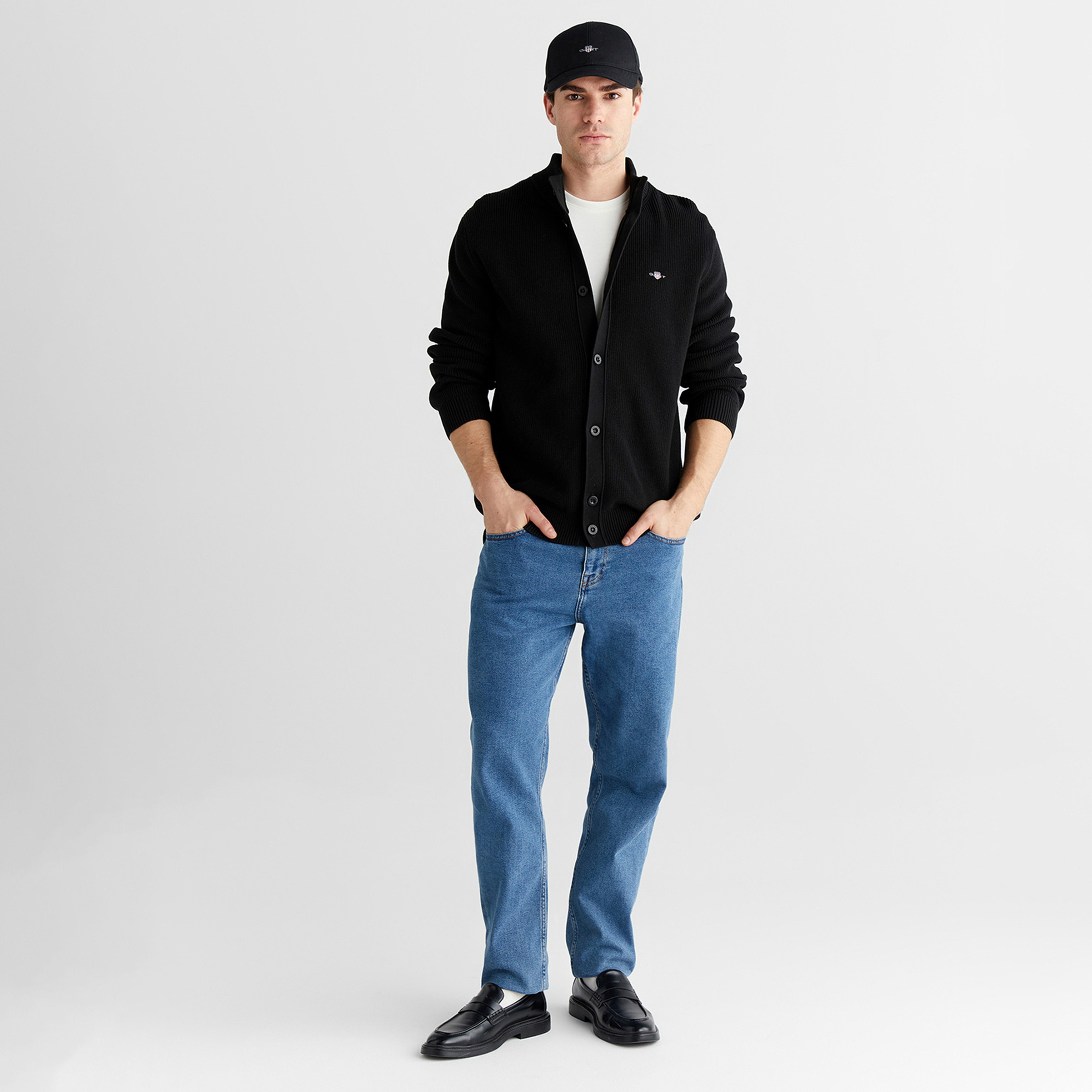 GANT Erkek Siyah Regular Fit Düğmeli Hırka