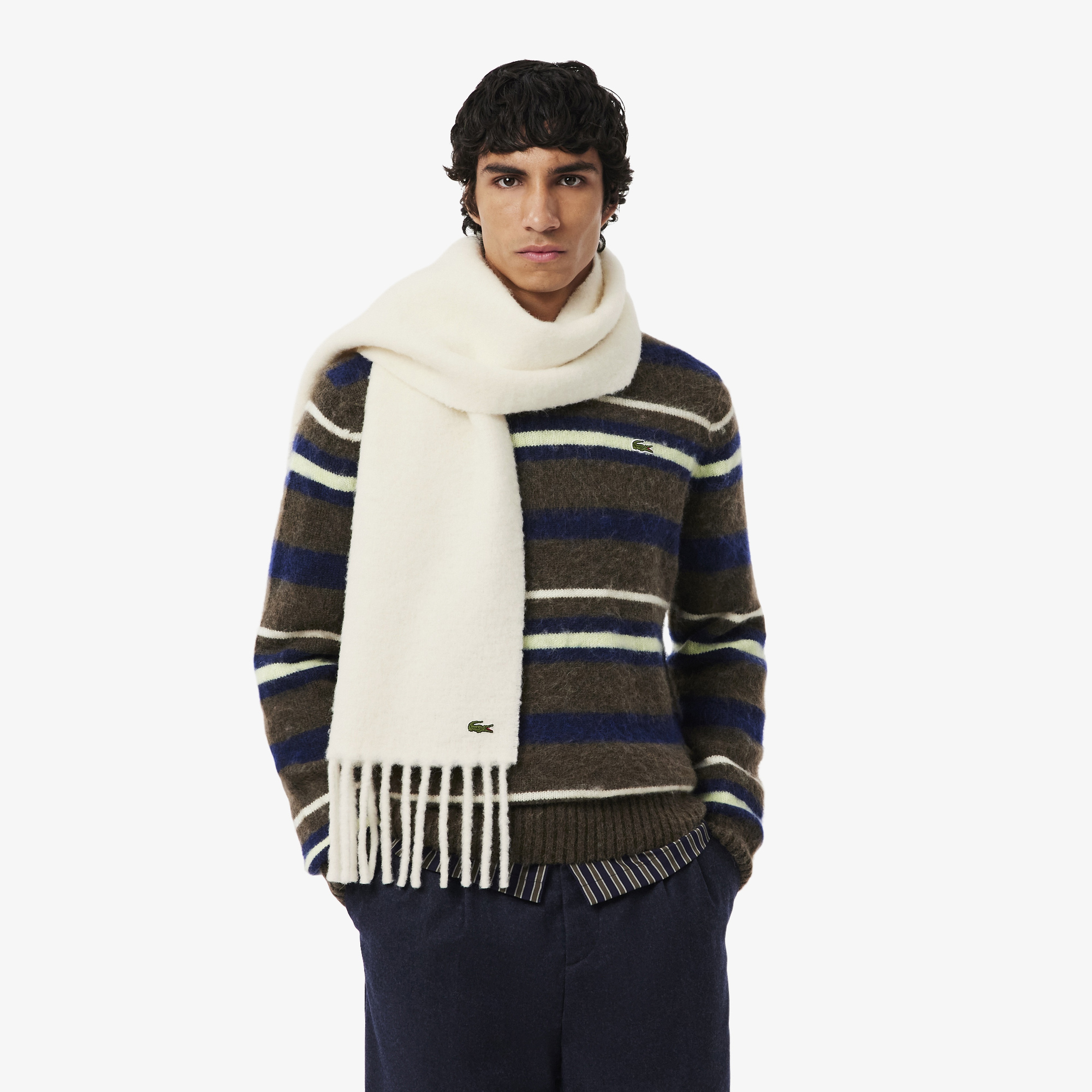 Lacoste Unisex Krem Atkı