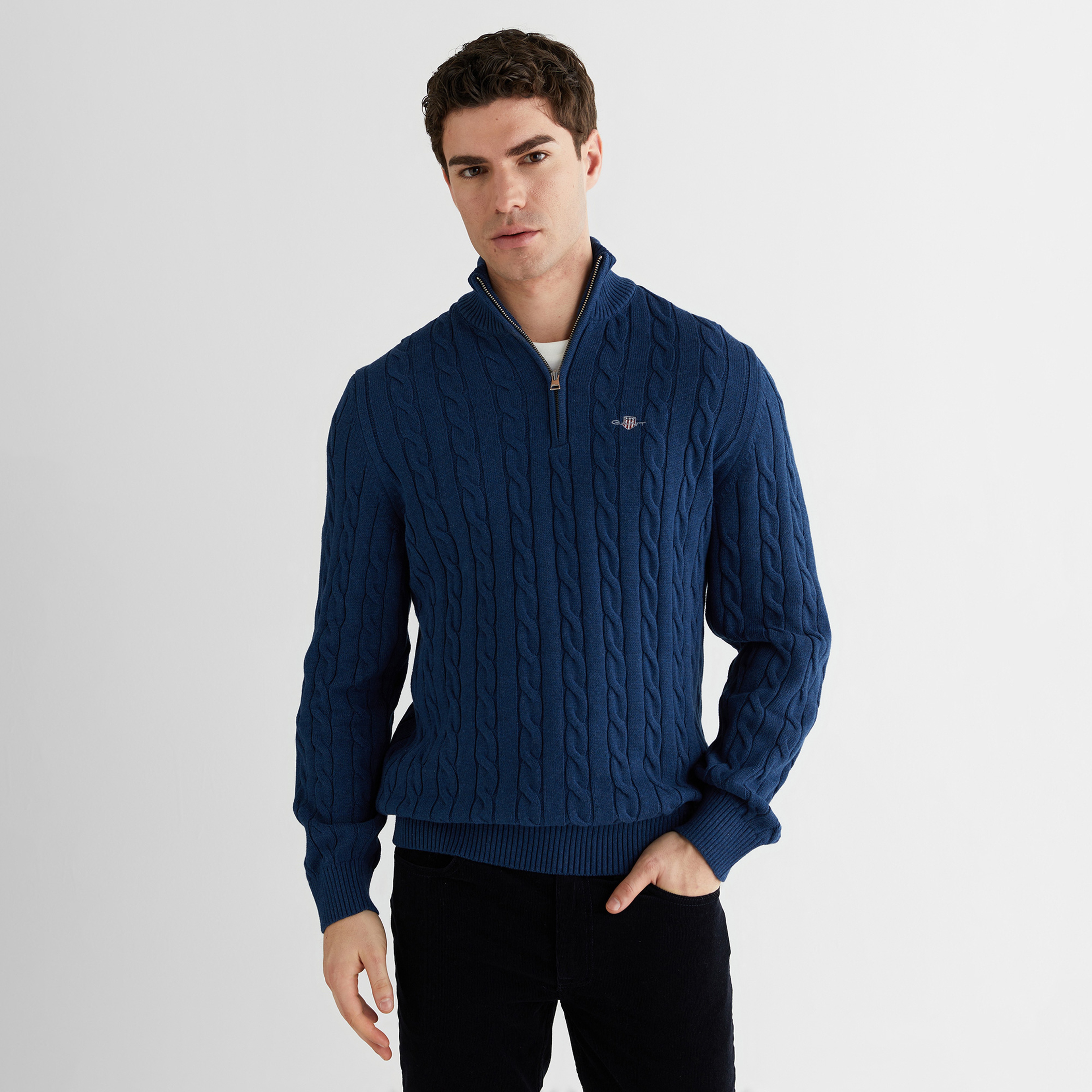 GANT Erkek Mavi Regular Fit Kazak
