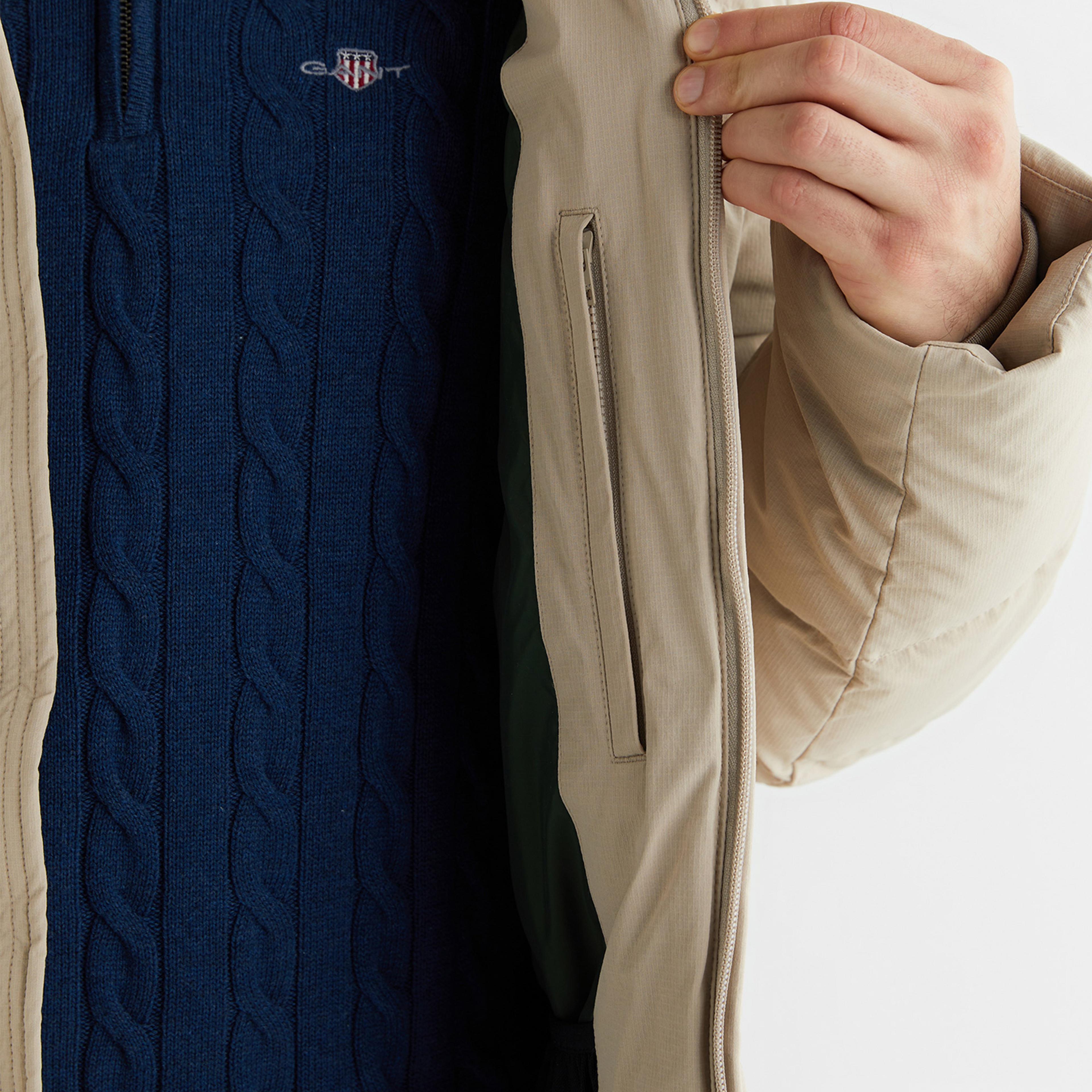 GANT Erkek Bej Regular Fit Fermuarlı Mont