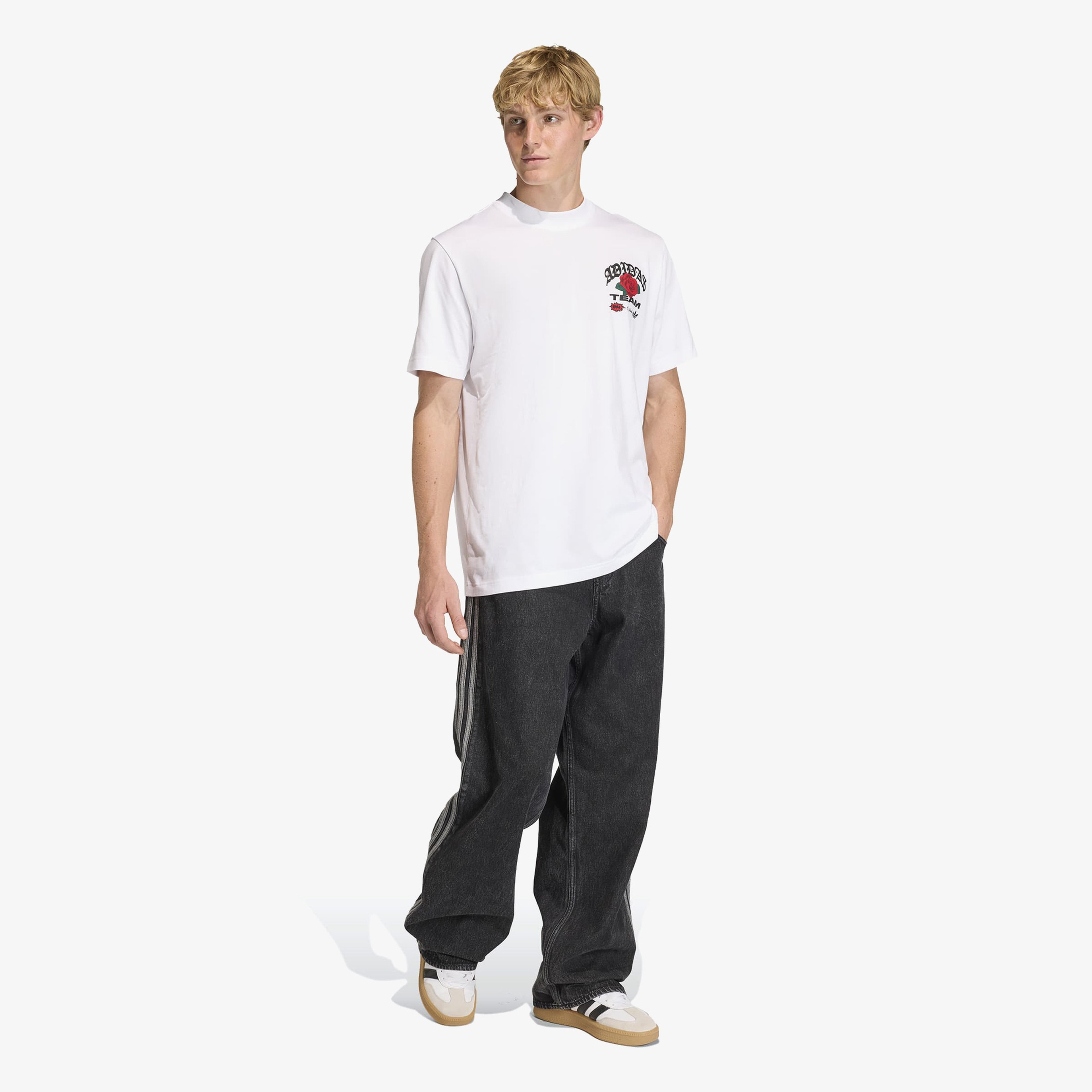 adidas Gfx Roses Erkek Beyaz T-Shirt