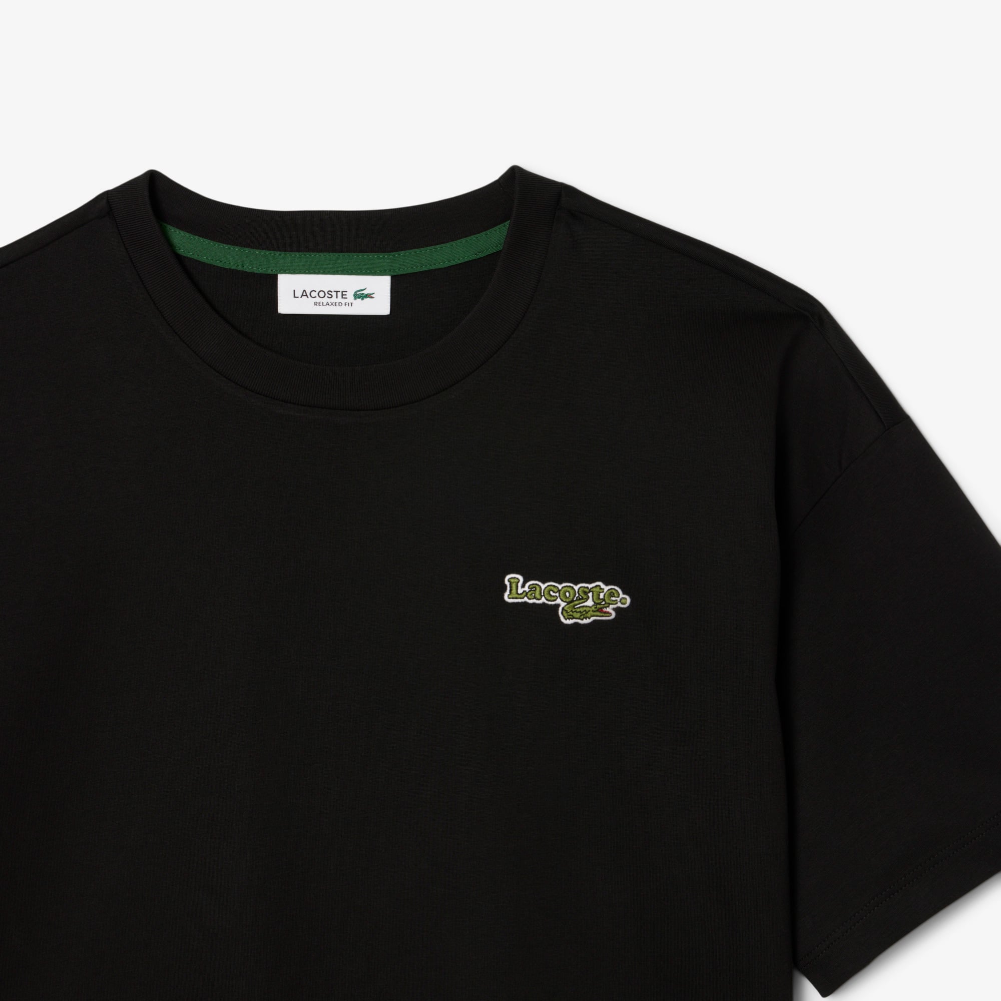 Lacoste Kadın Relaxed Fit Bisiklet Yaka Siyah T-Shirt