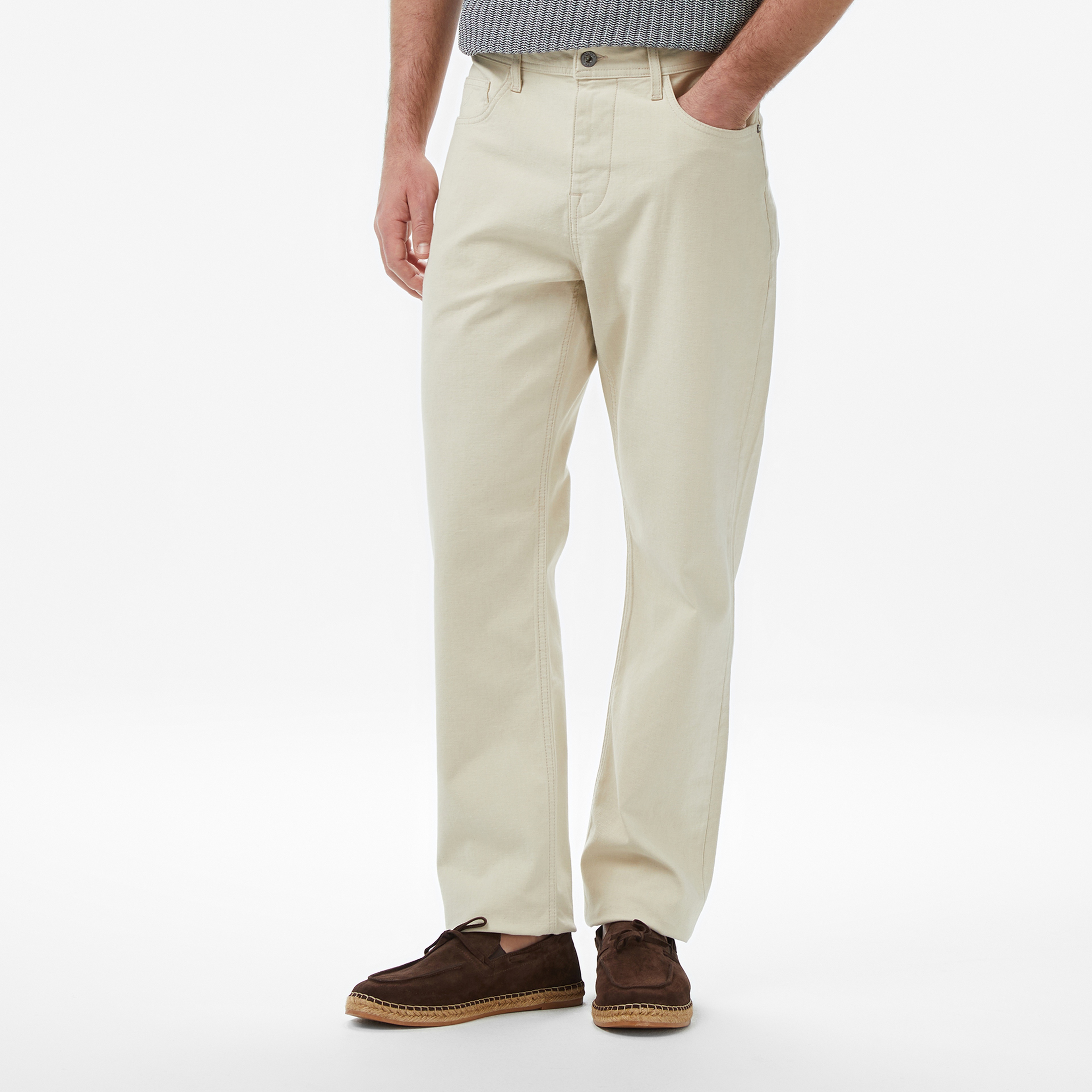 Nautica Erkek Krem Tapered Denim Pantolon