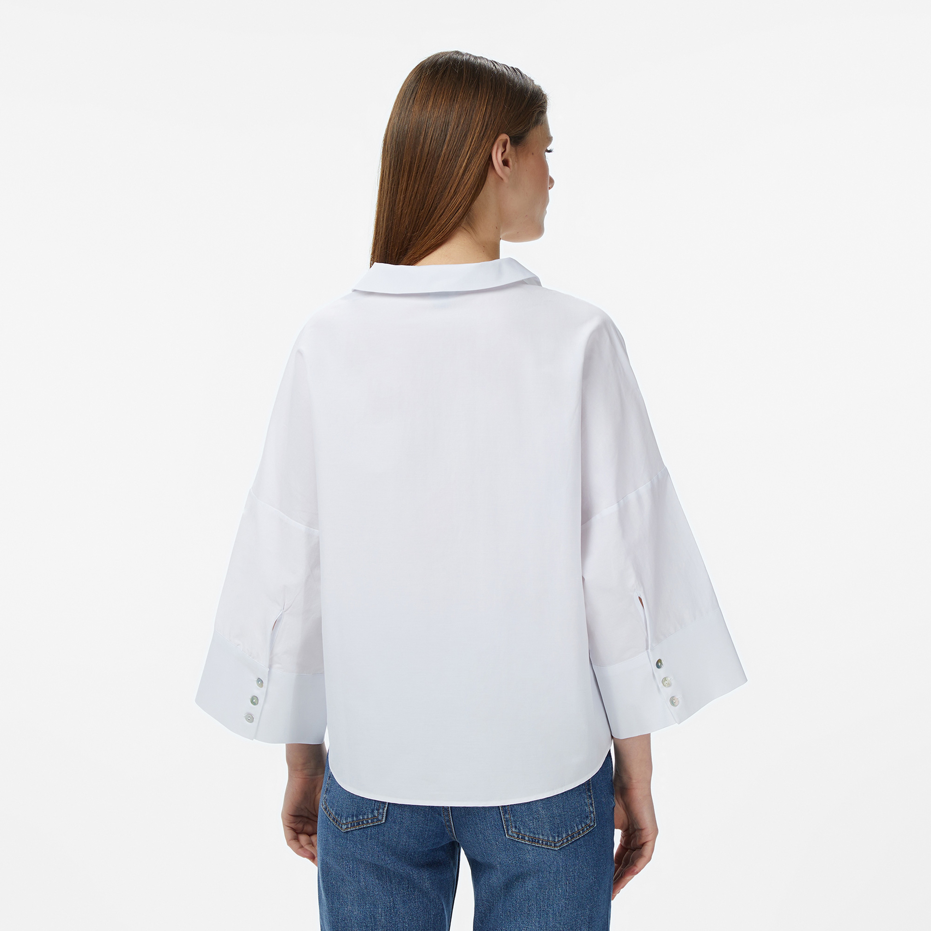 Nautica Kadın Beyaz Regular Fit Kısa Kollu Gömlek