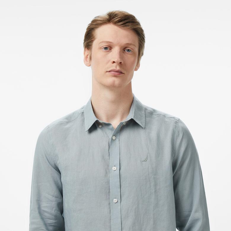 Nautica Erkek Yeşil Regular Fit Keten Gömlek