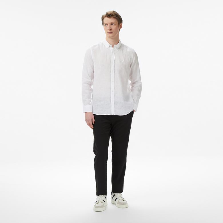 Nautica Erkek Beyaz Regular Fit Keten Gömlek