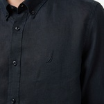 Nautica Erkek Siyah Regular Fit Keten Gömlek