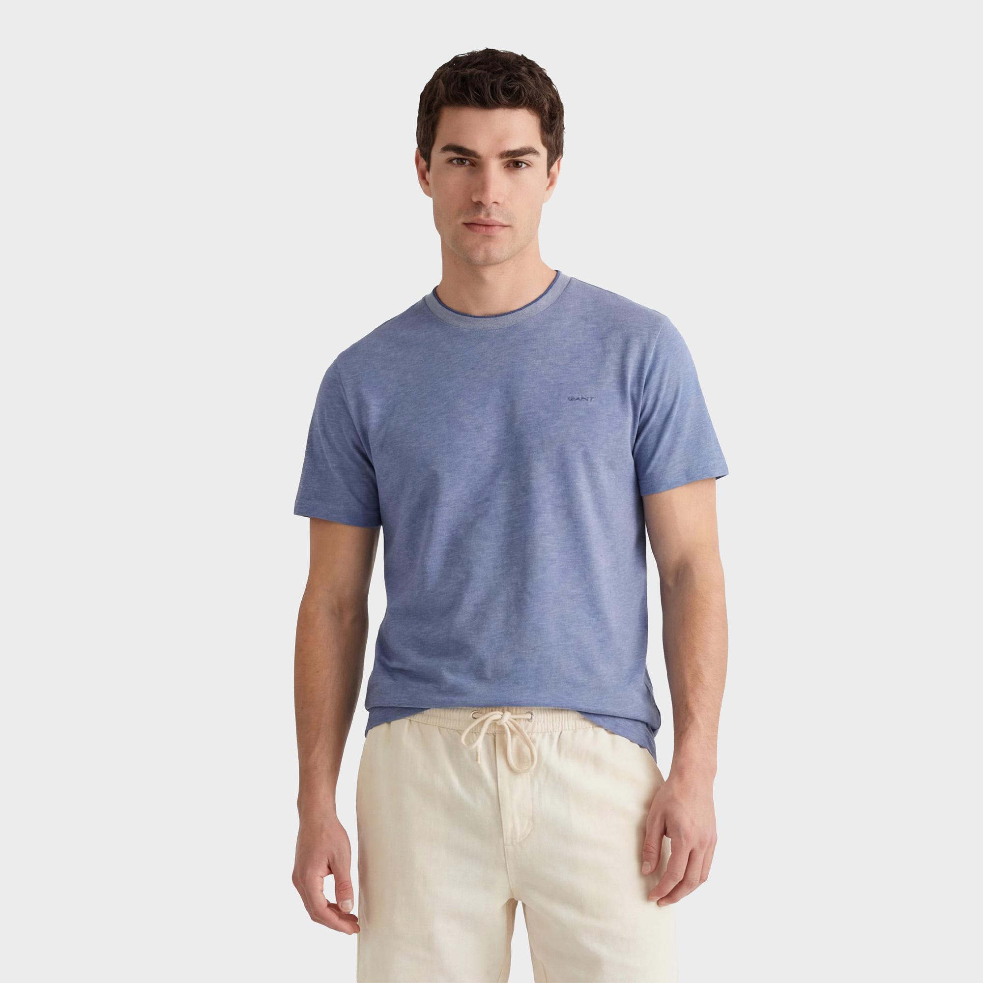 GANT Erkek Mavi Bisiklet Yaka Regular Fit T-Shirt