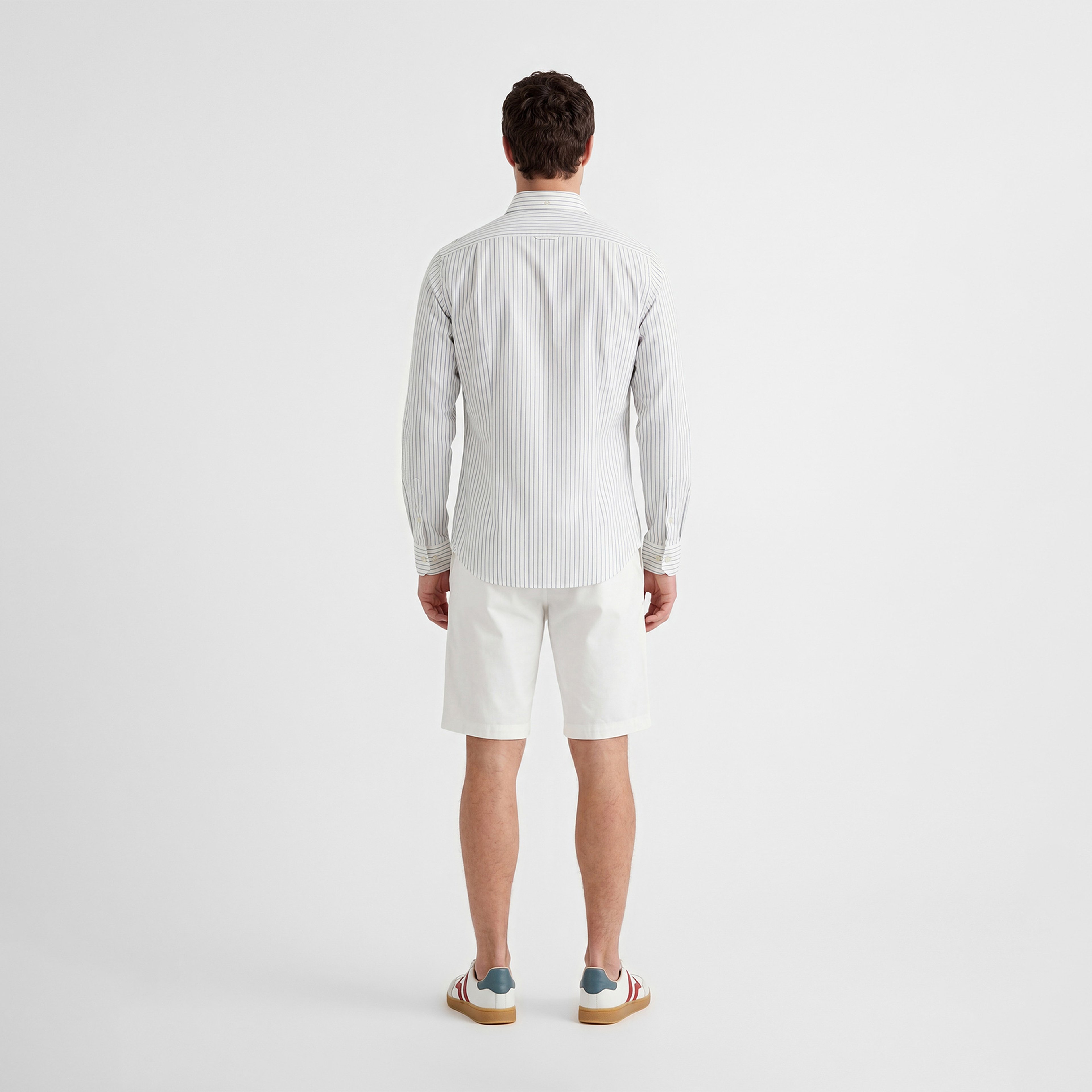 GANT Erkek Beyaz Slim Fit Çizgili Logolu Gömlek