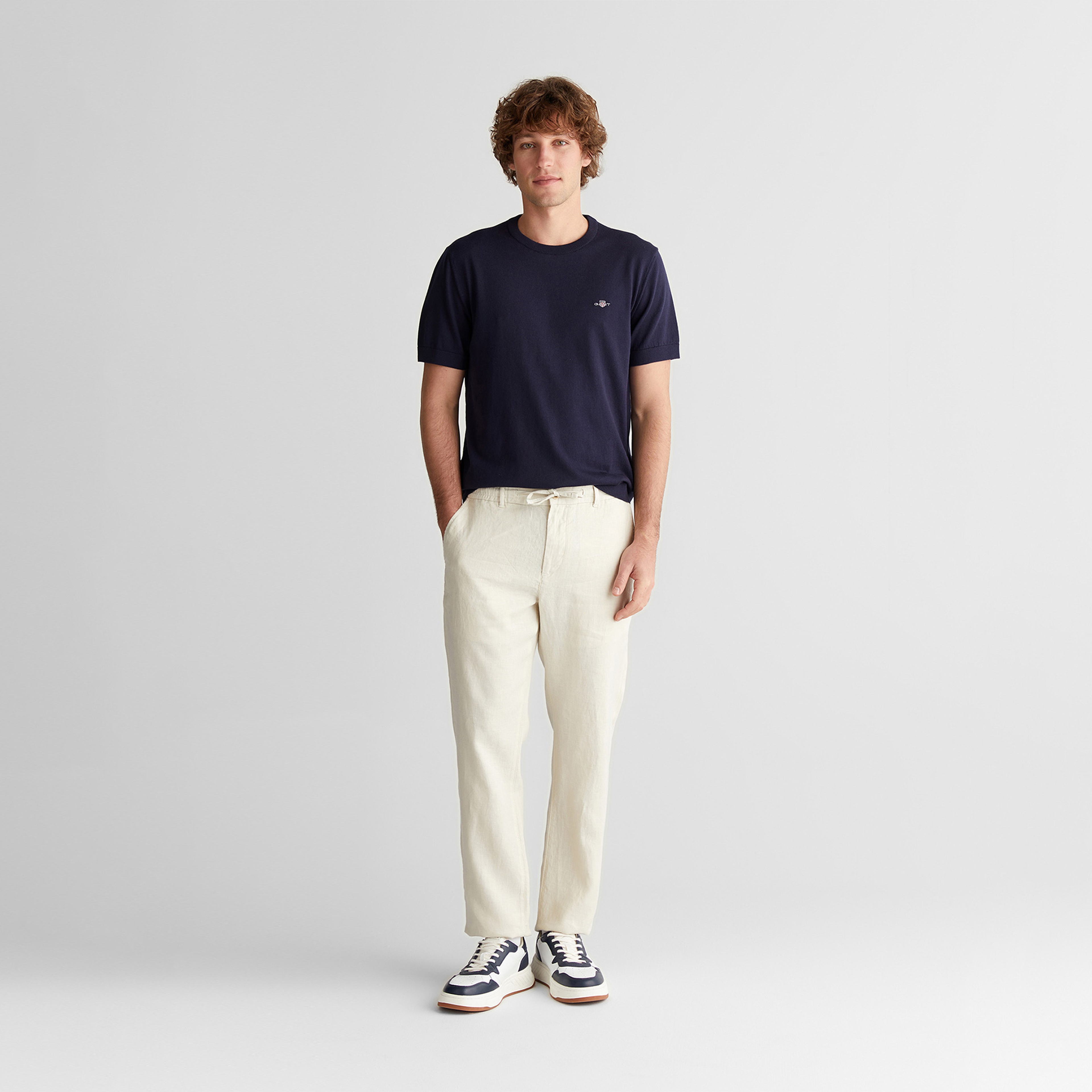 GANT Erkek Lacivert Regular Fit Bisiklet Yaka Kısa Kollu T-Shirt
