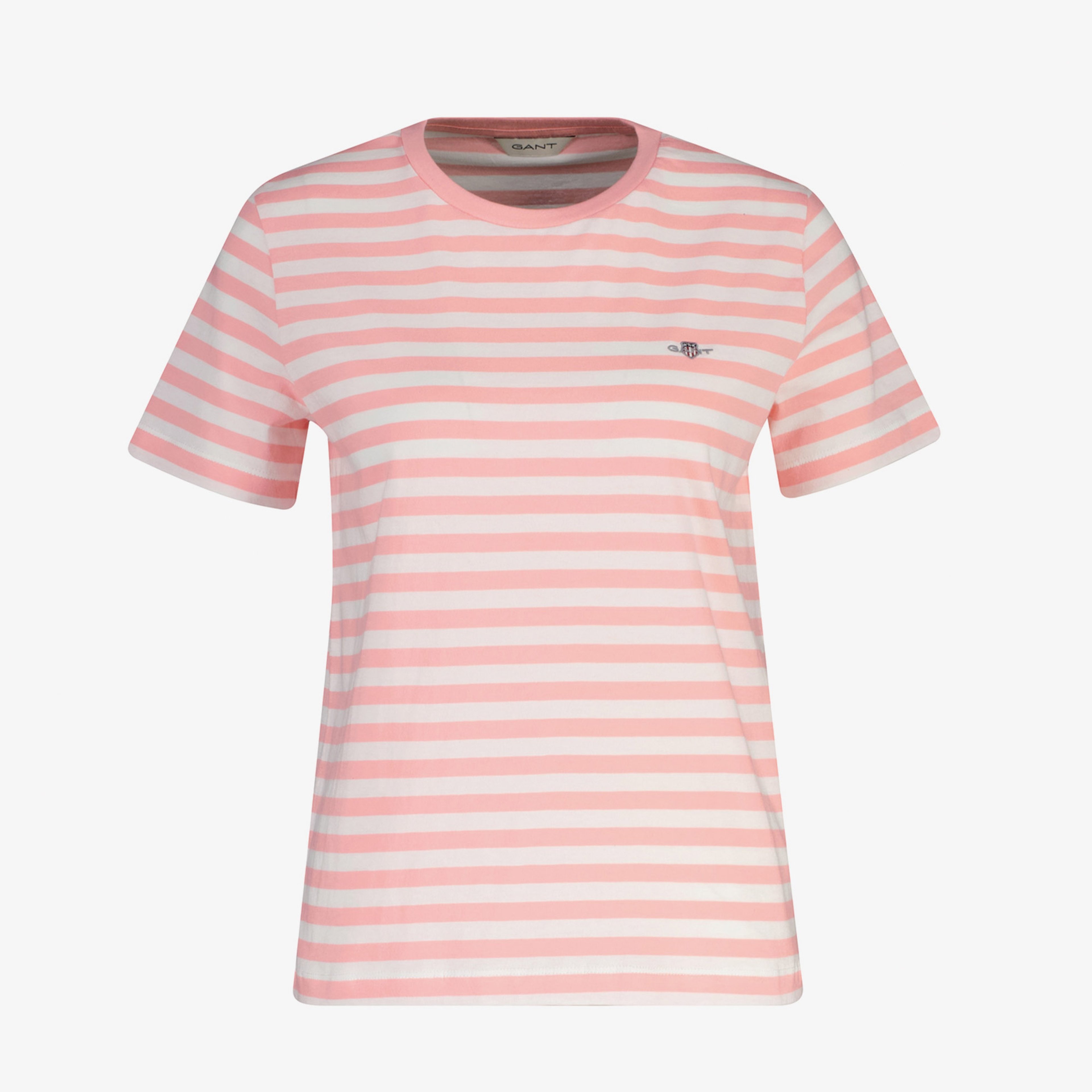 GANT Kadın Pembe Bisiklet Yaka Regular Fit Çizgili T-Shirt