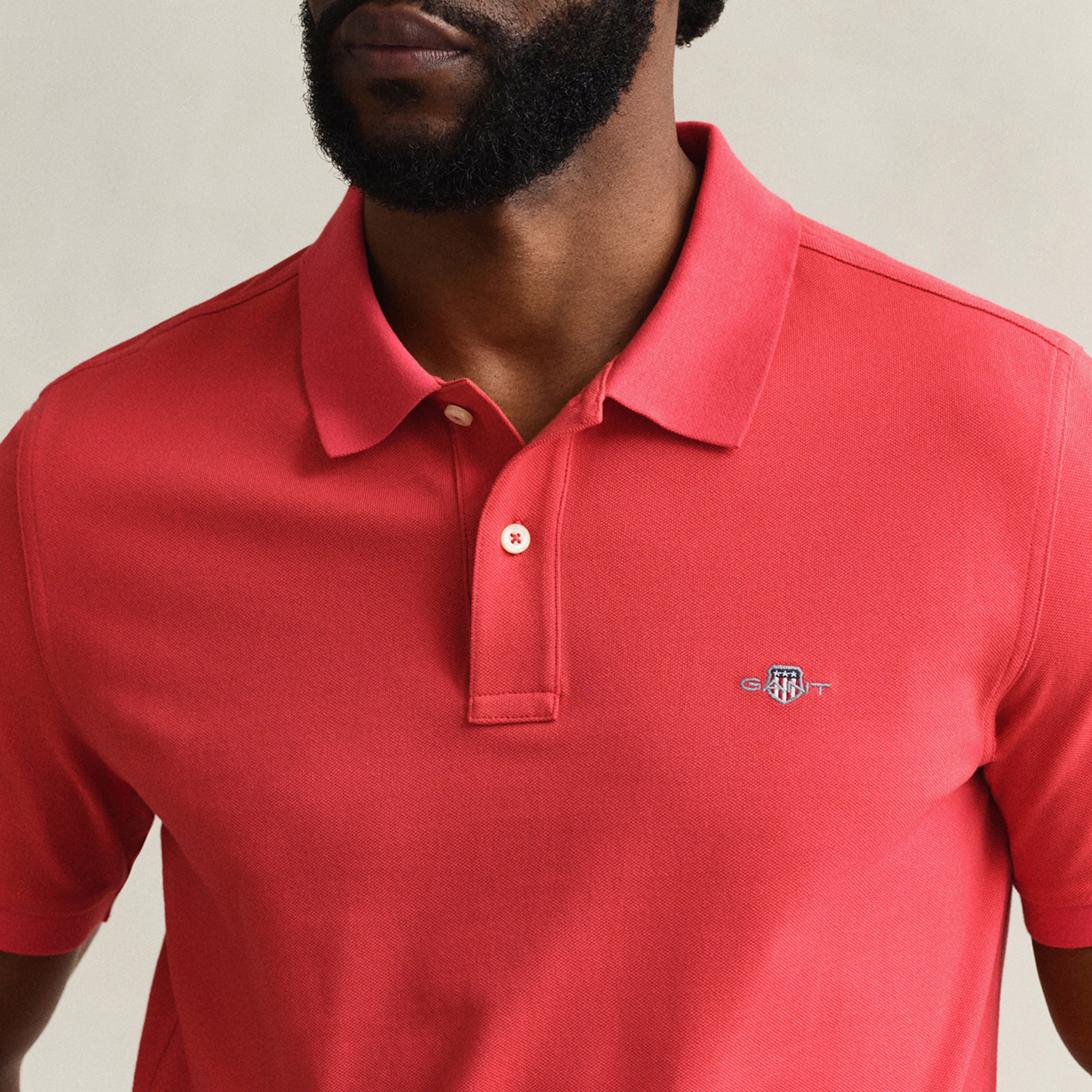 GANT Erkek Kırmızı Regular Fit Logolu Polo Yaka T-Shirt