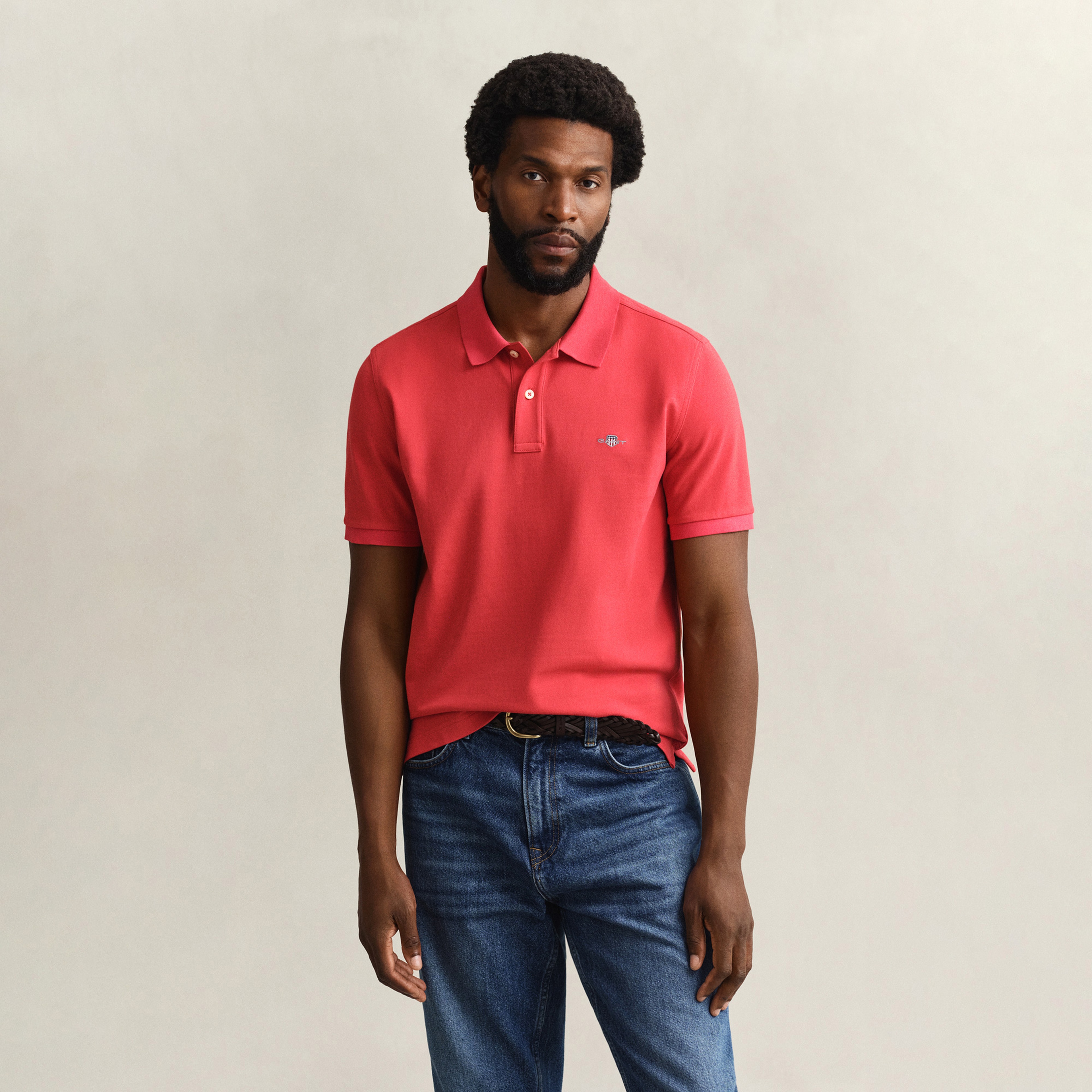 GANT Erkek Kırmızı Regular Fit Logolu Polo Yaka T-Shirt