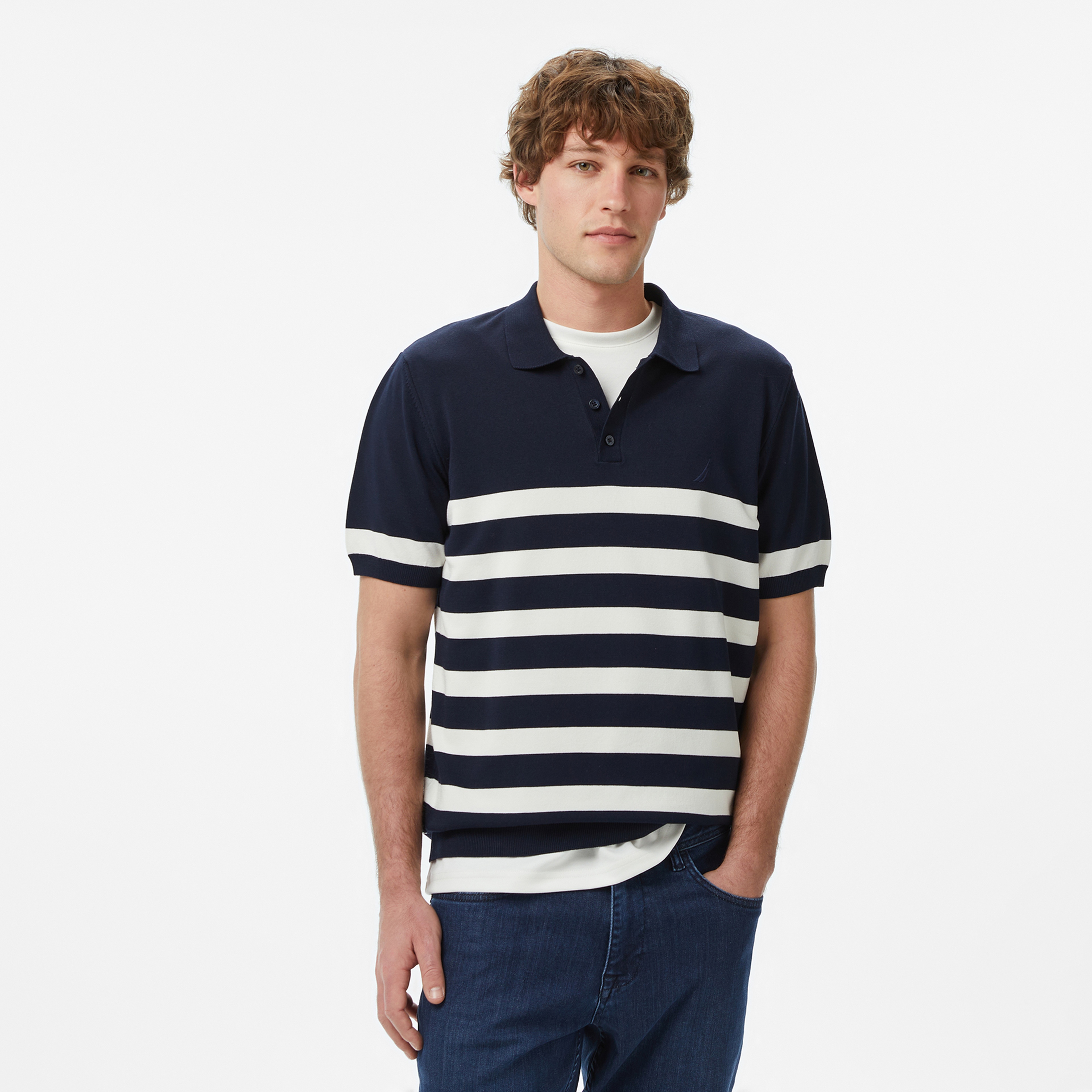 Nautica Erkek Lacivert Regular Fit Kısa Kollu Triko