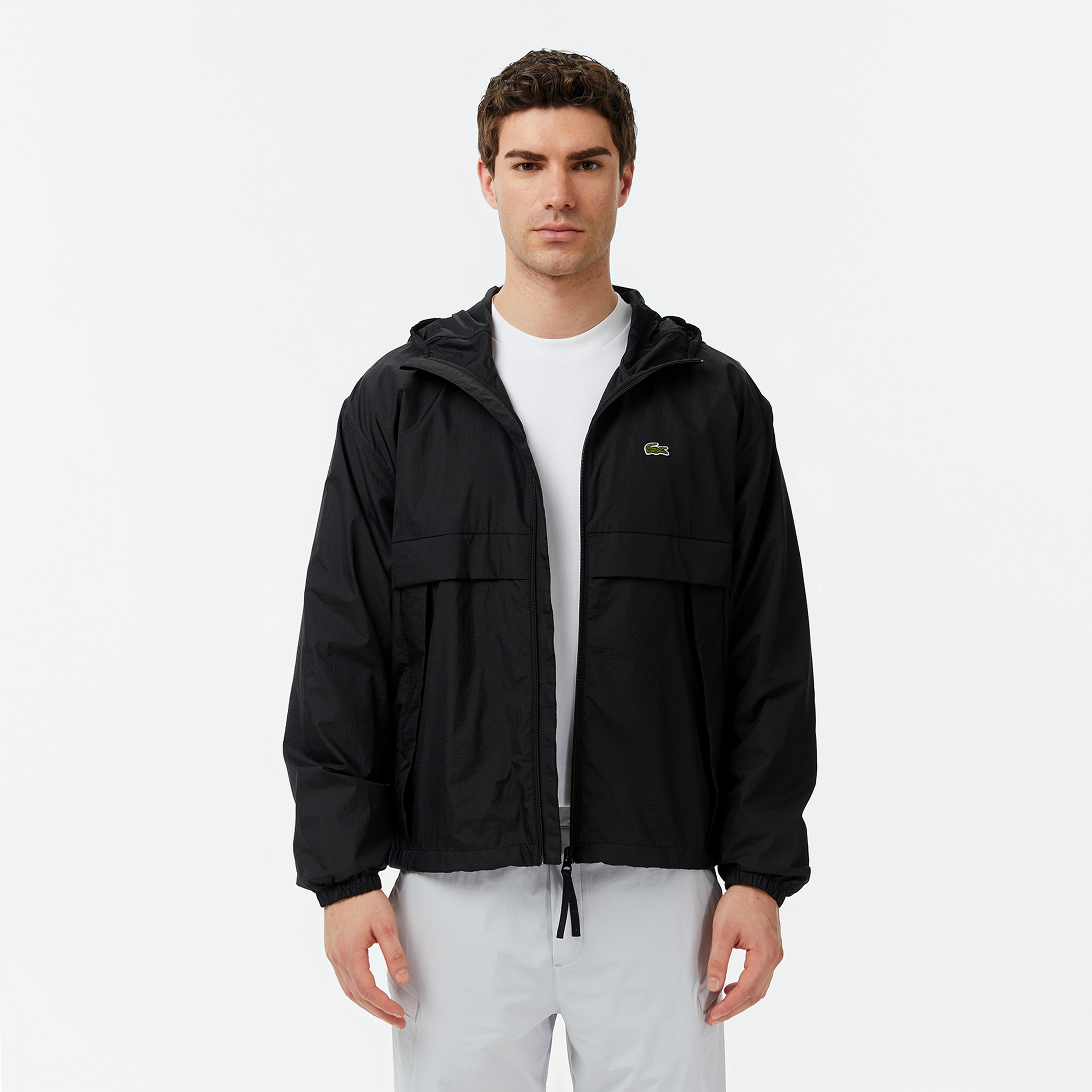 Lacoste Erkek Kapüşonlu Siyah Yağmurluk