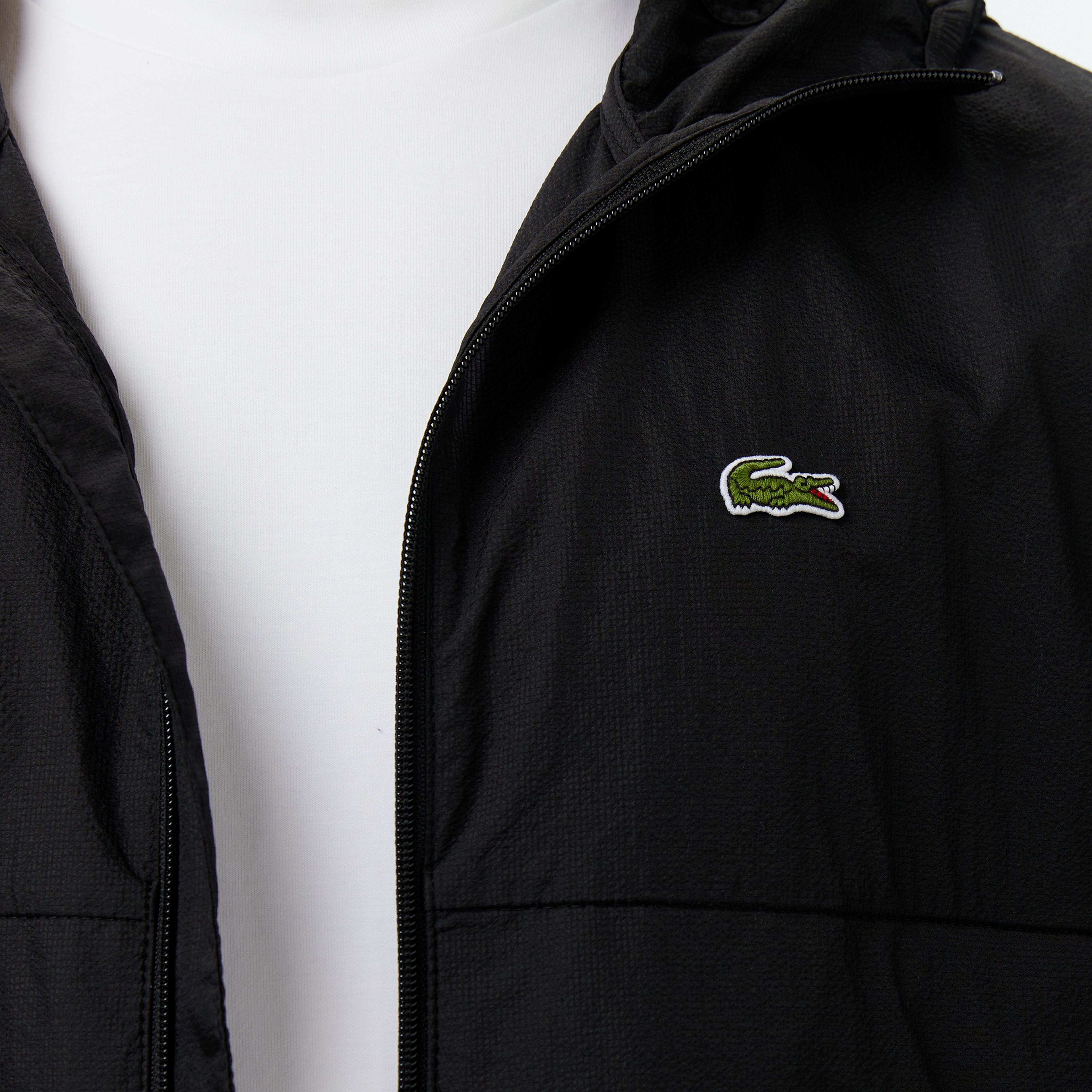 Lacoste Erkek Kapüşonlu Siyah Yağmurluk