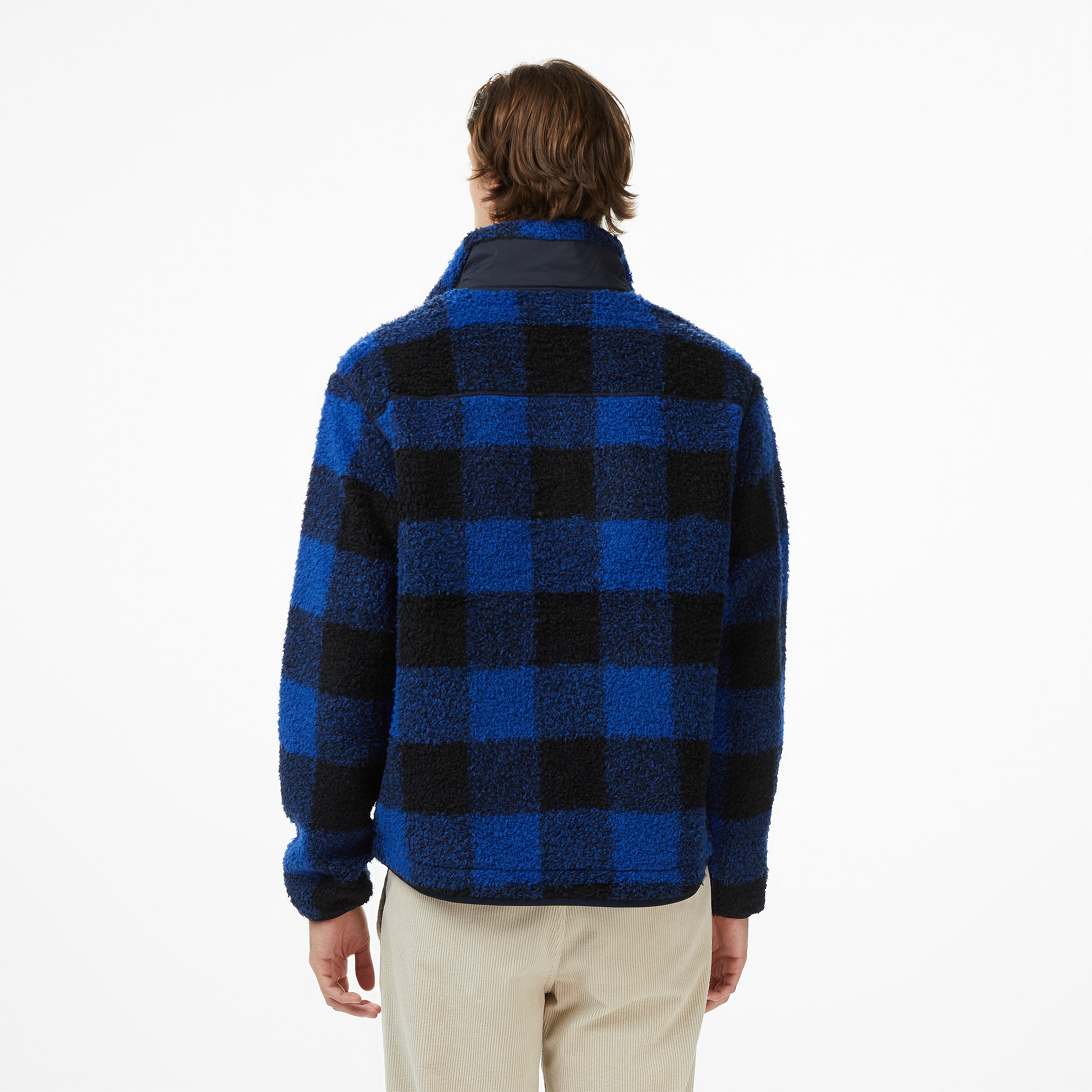 Tommy Hilfiger Teddy Fleece Check Pull Over Erkek Mavi Sweatshirt