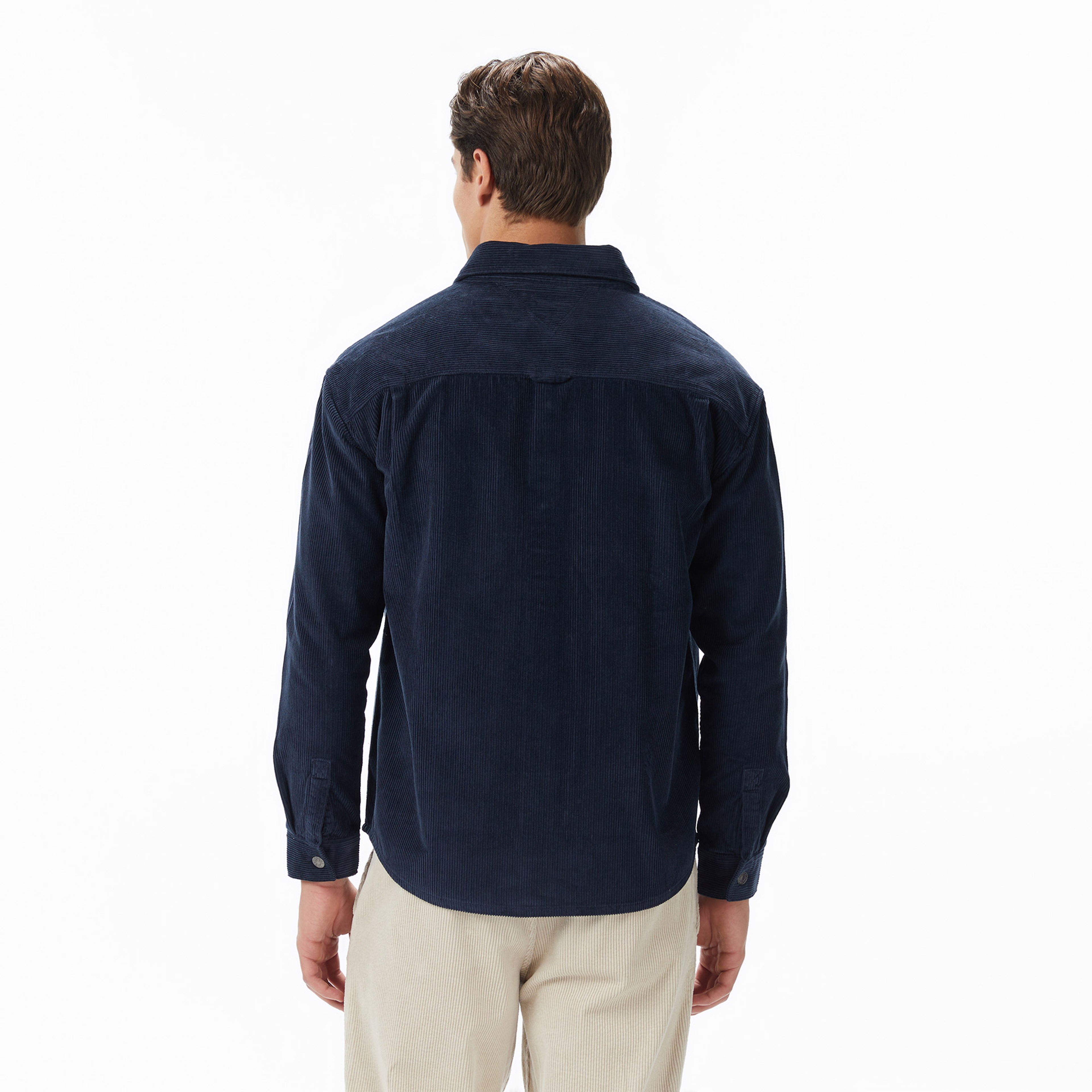 Tommy Hilfiger Washed Corduroy Erkek Lacivert Gömlek