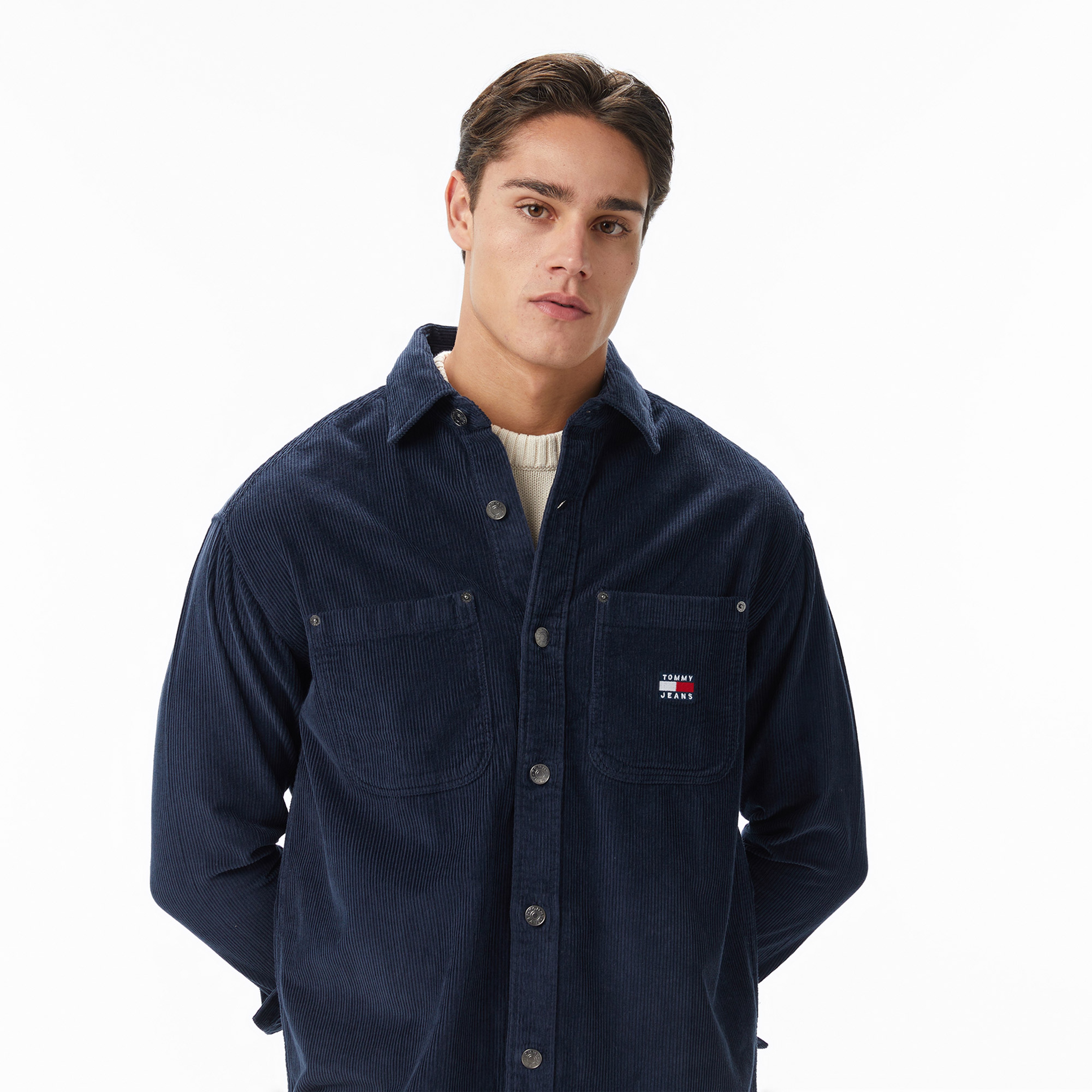 Tommy Hilfiger Washed Corduroy Erkek Lacivert Gömlek