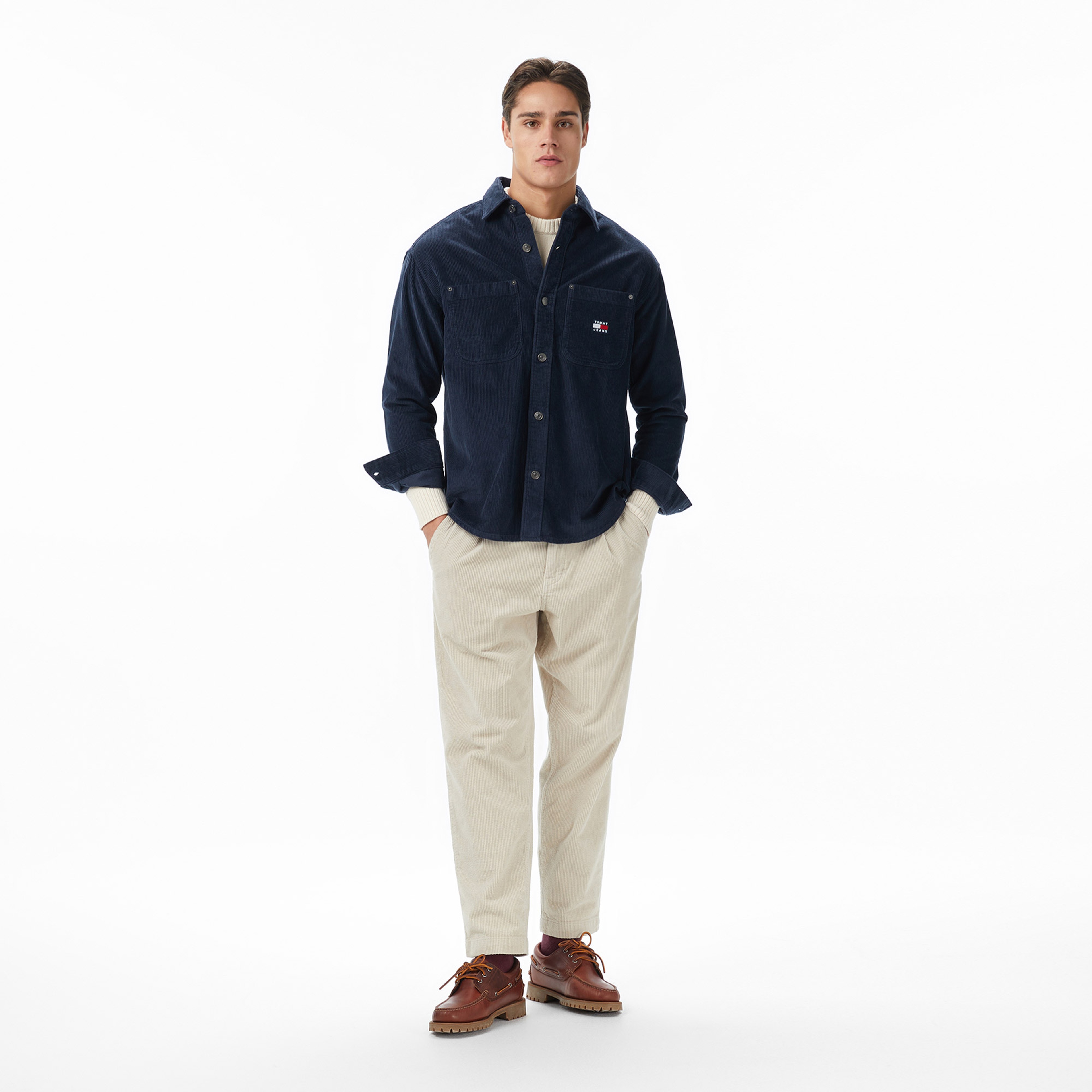 Tommy Hilfiger Washed Corduroy Erkek Lacivert Gömlek