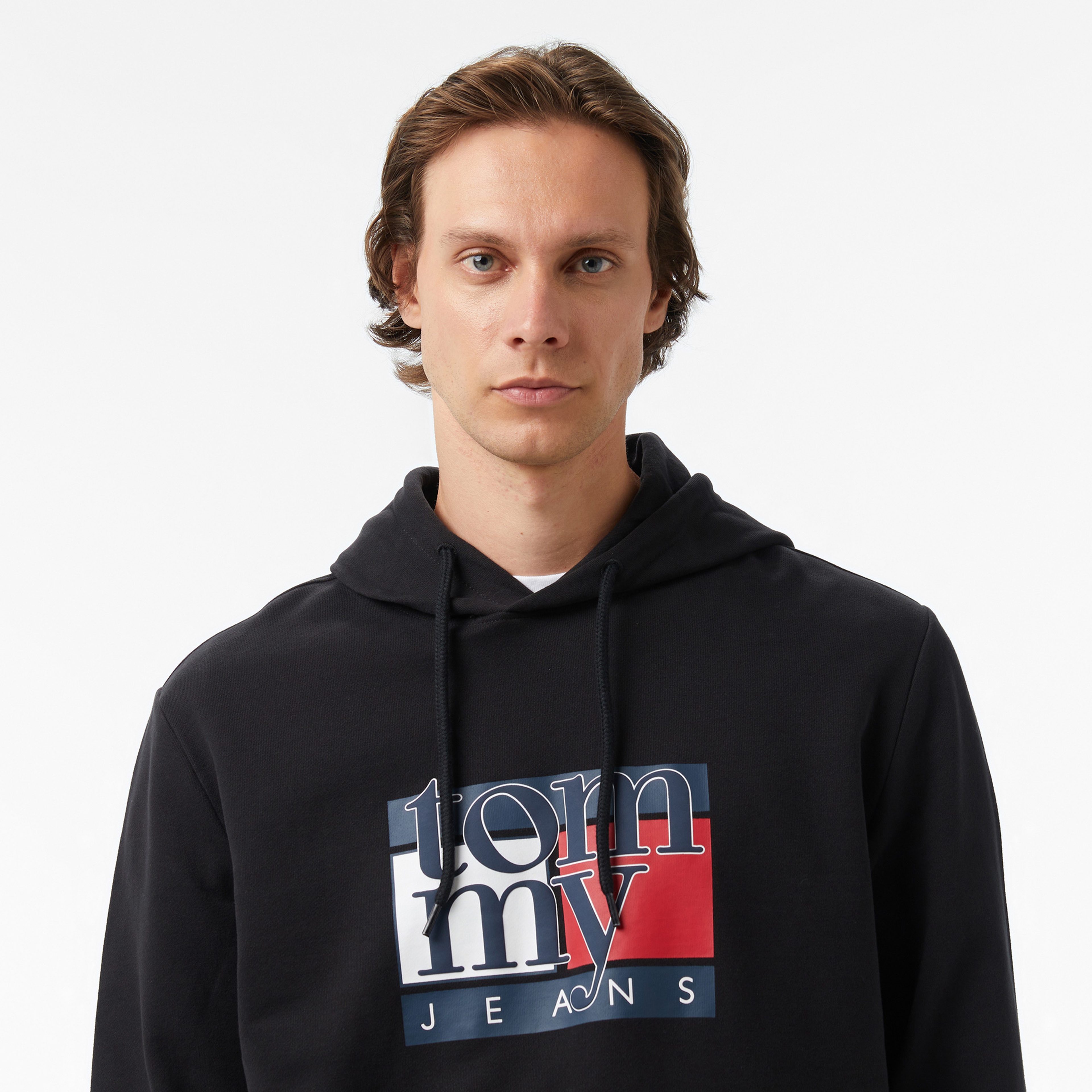 Tommy Hilfiger Twist Flag Erkek Siyah Hoodie