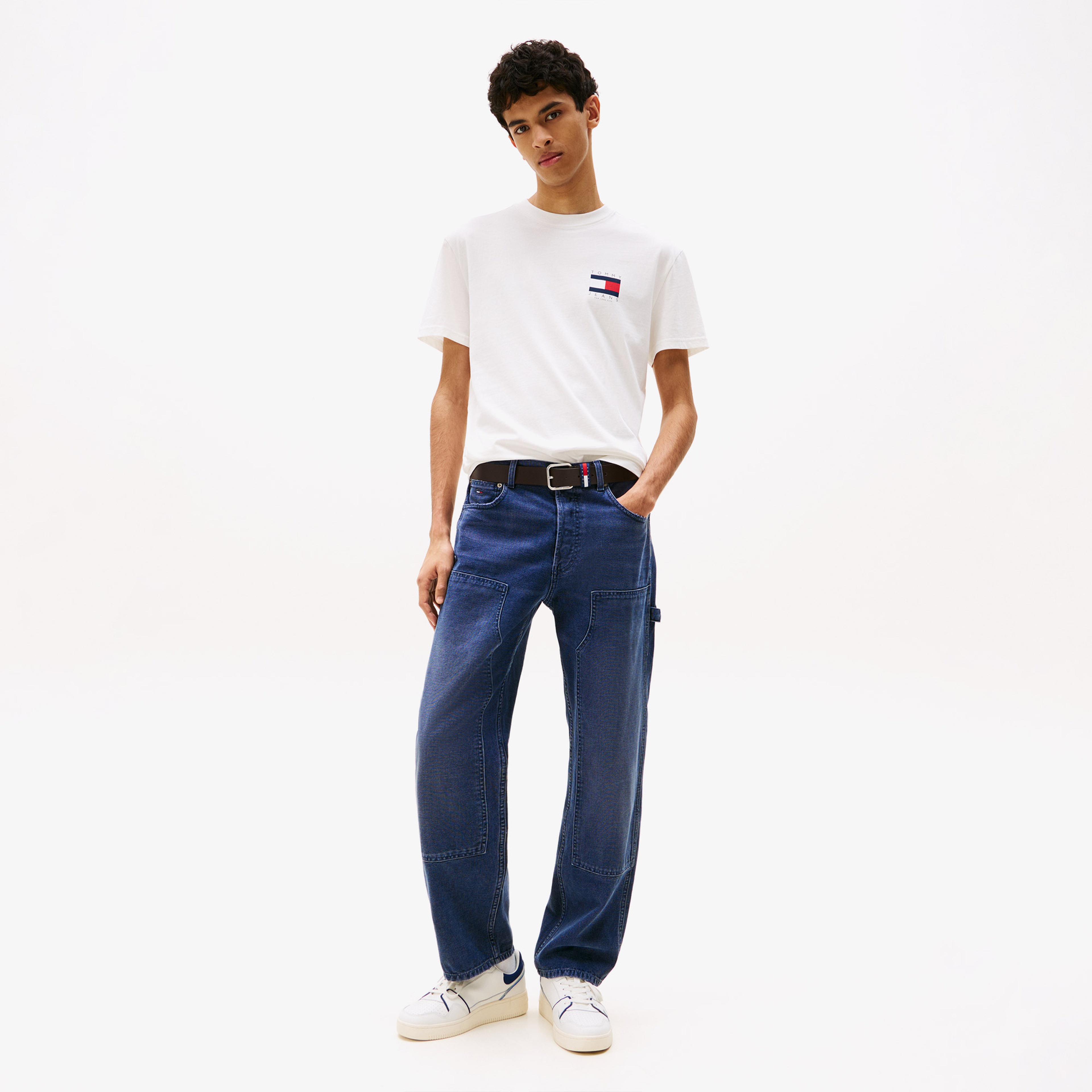 Tommy Jeans Regular Flag Erkek Beyaz T-Shirt