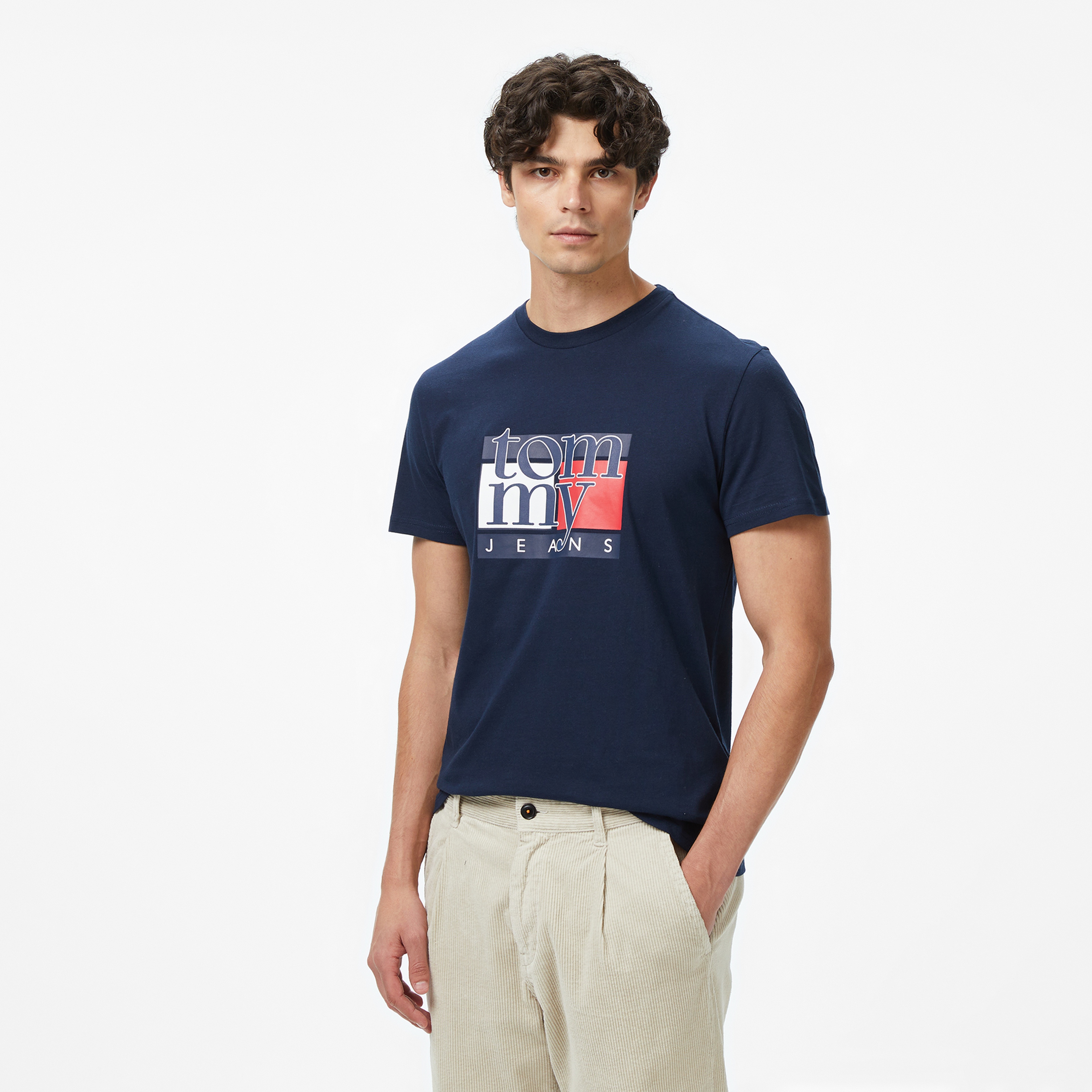 Tommy Hilfiger Twist Slim Flag Erkek Lacivert T-Shirt