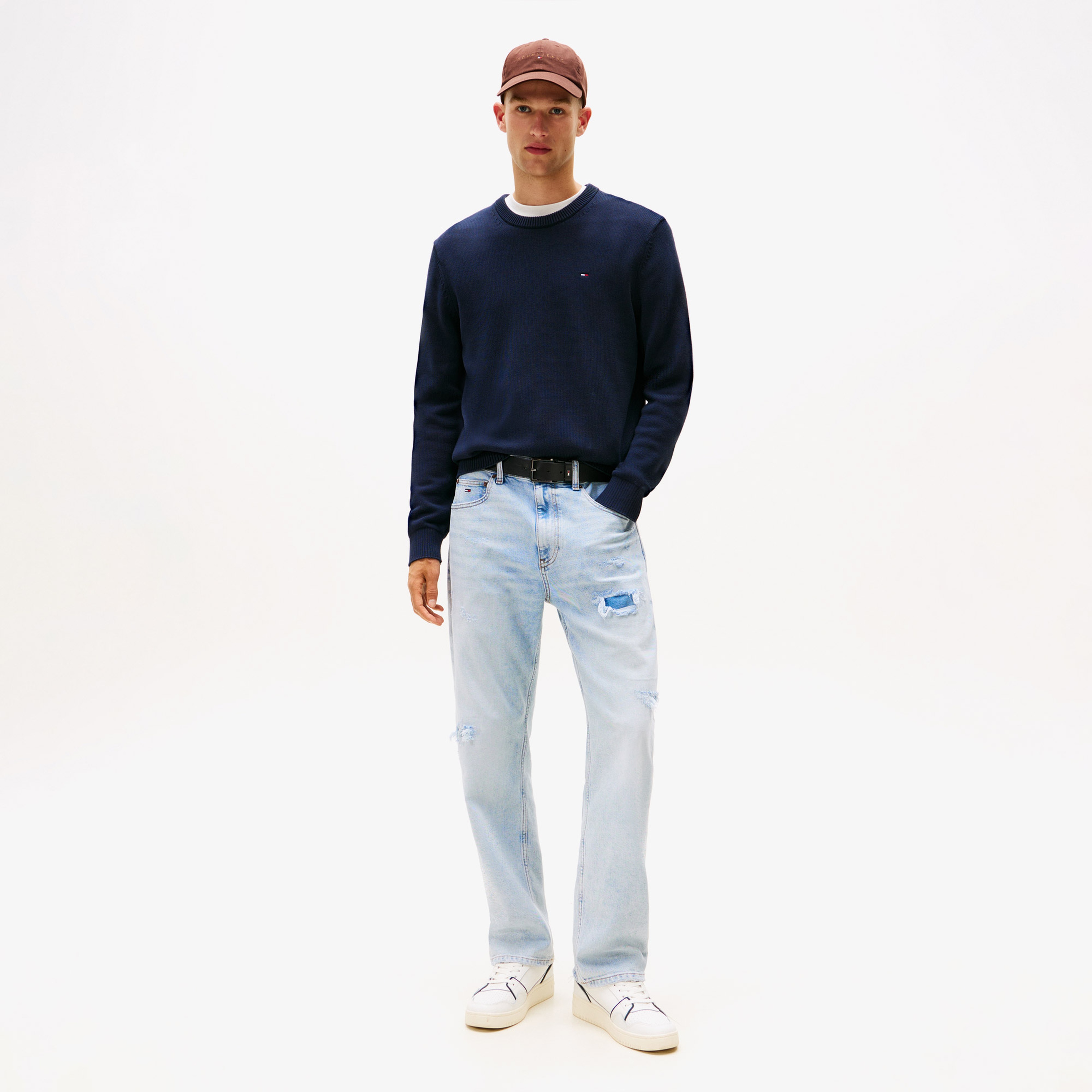 Tommy Jeans Slim Essentials Erkek Lacivert Kazak