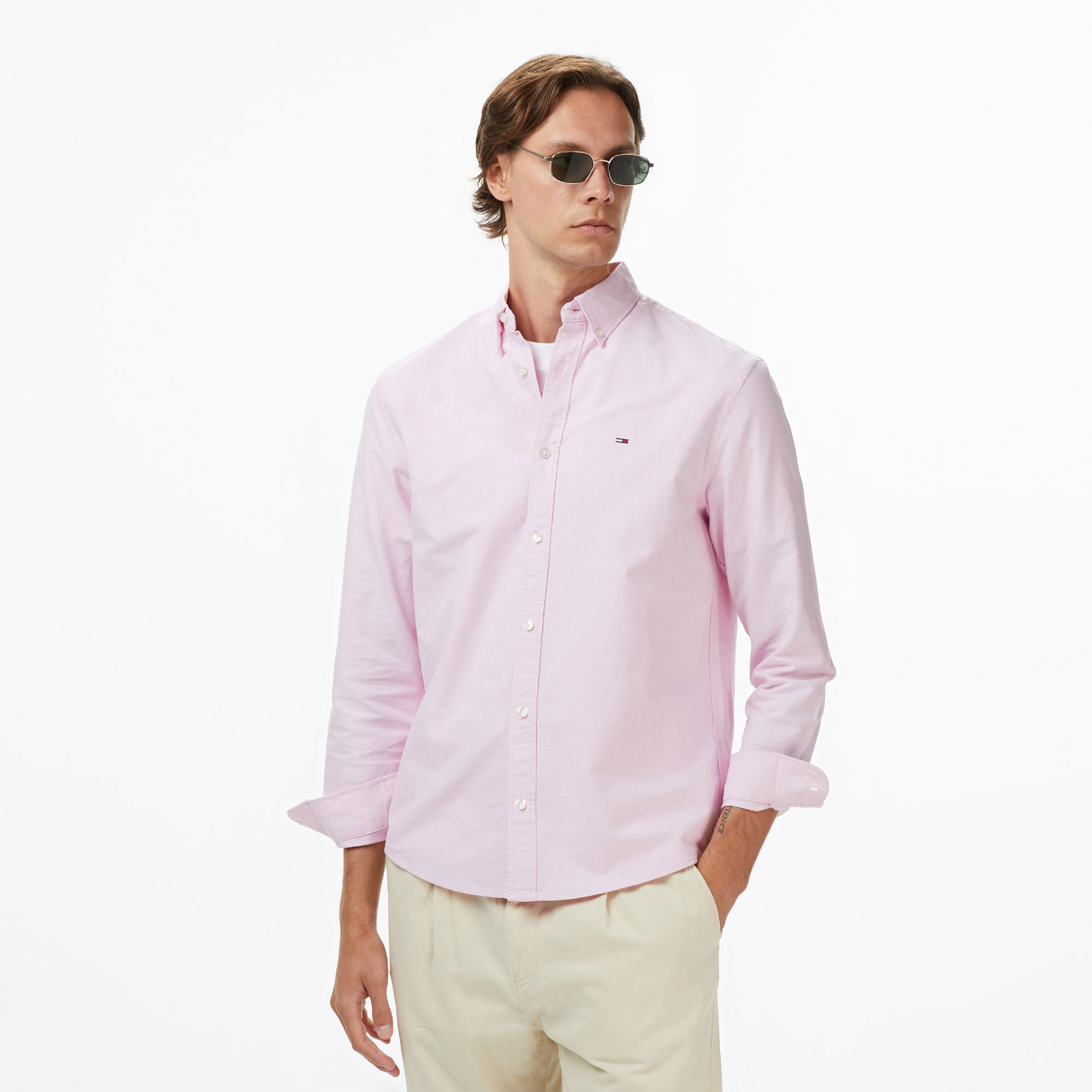 Tommy Jeans Regular Oxford Erkek Pembe Gömlek