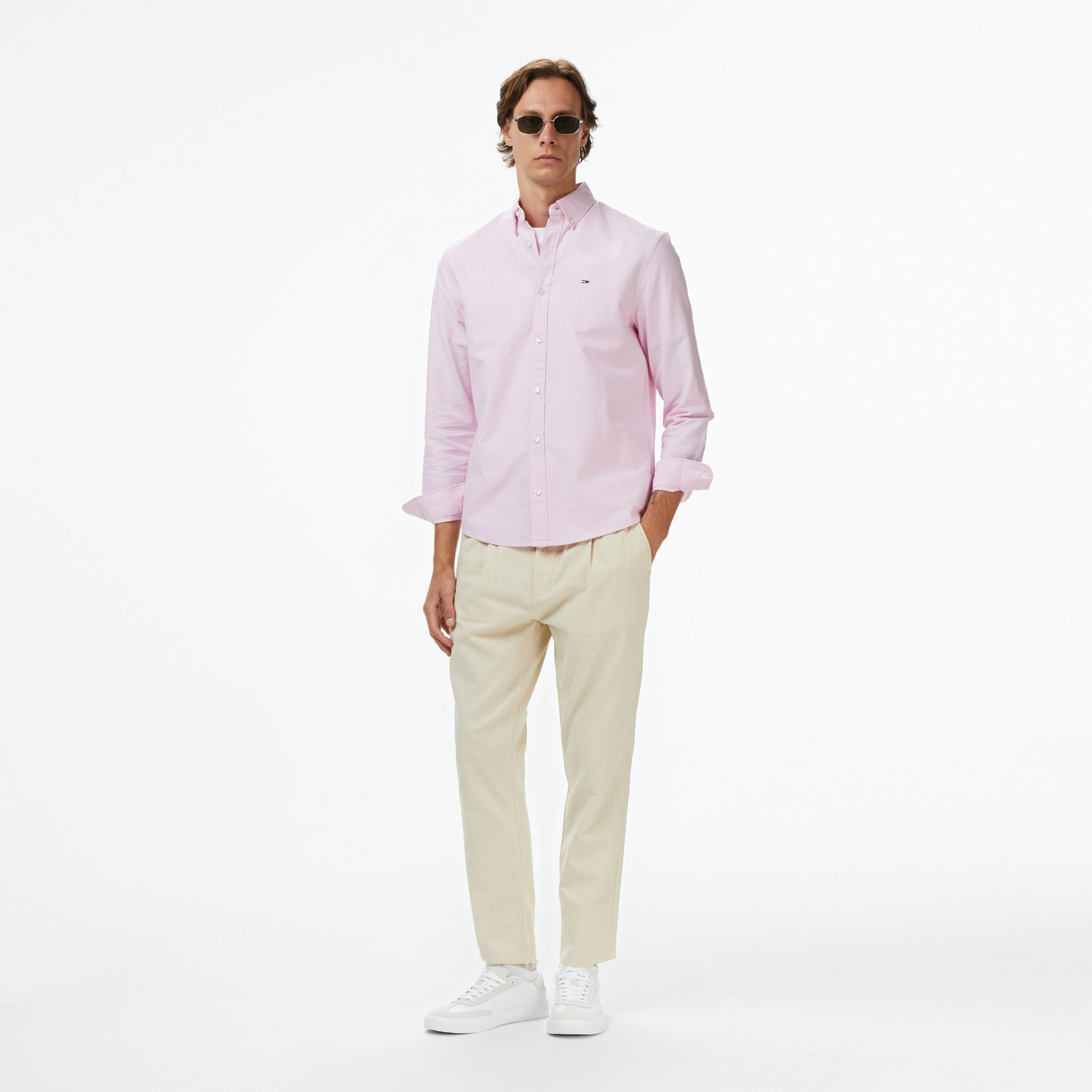 Tommy Jeans Regular Oxford Erkek Pembe Gömlek